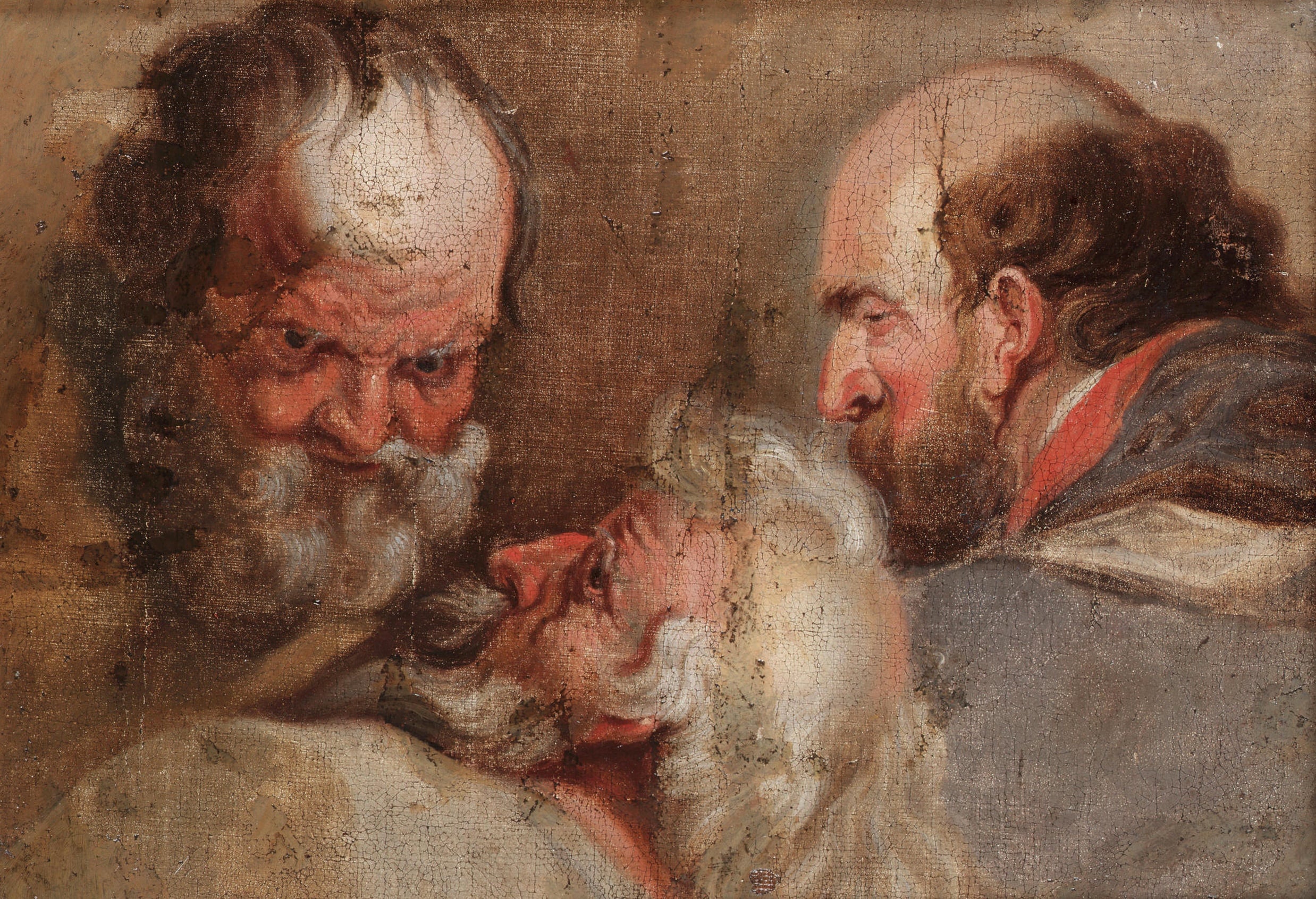 人物群像刻画主题 - 无明确名字 - 三位老者神态生动展现 