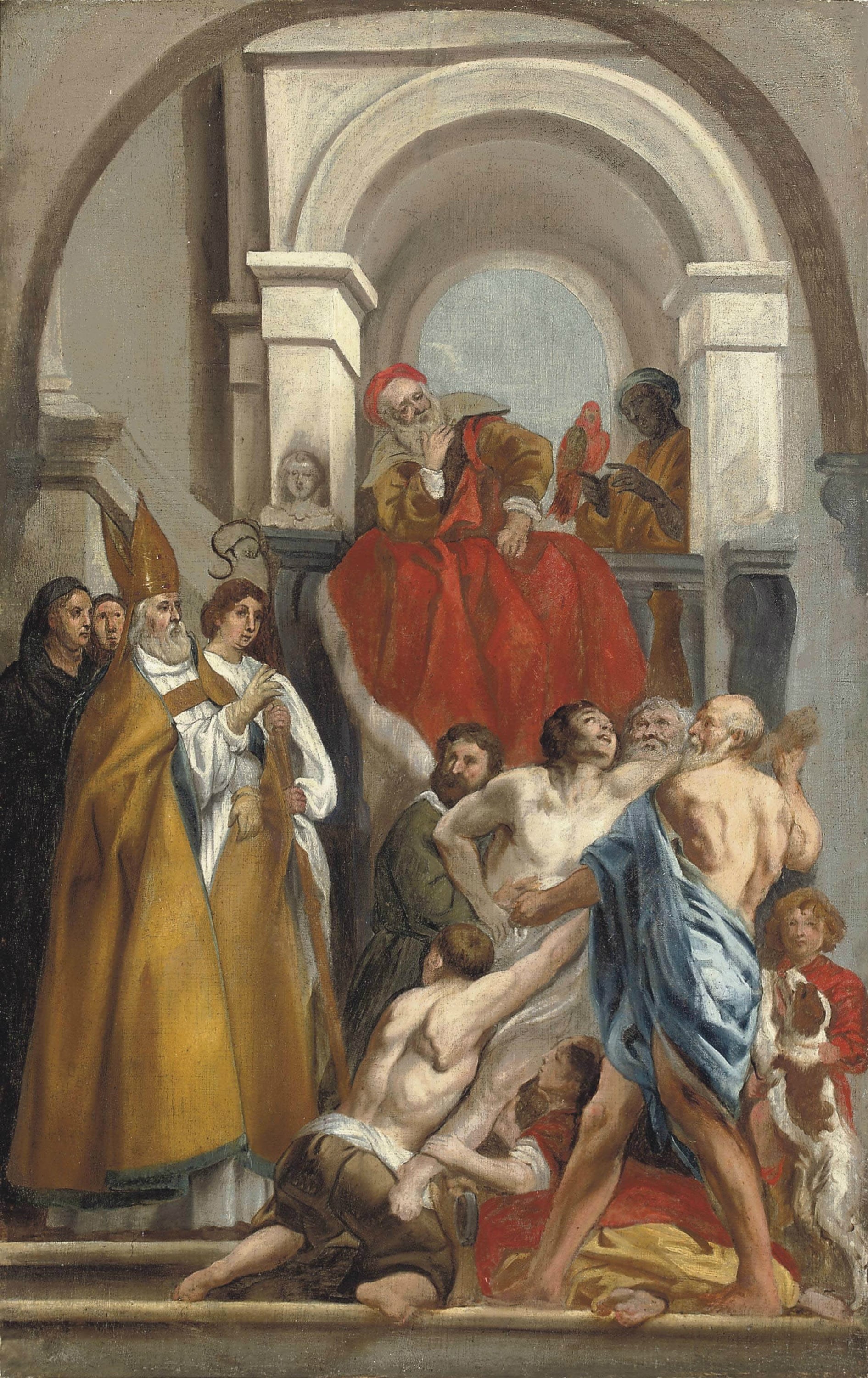 宗教故事演绎主题 - 未知名宗教题材画作 - 描绘宗教场景人物互动 