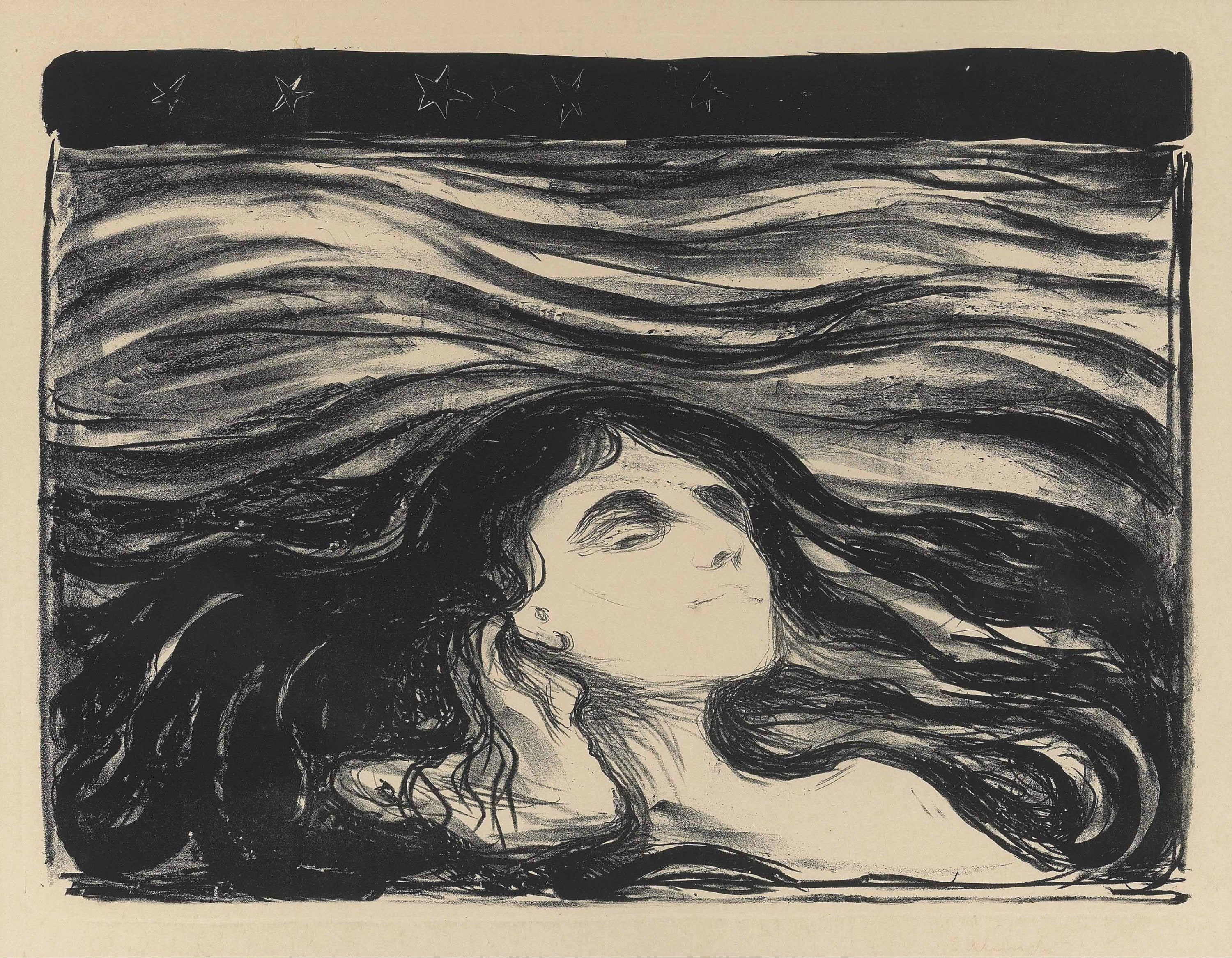 孤独寂寞心境主题 - 无题 - 女子于夜海独绽孤寂感 