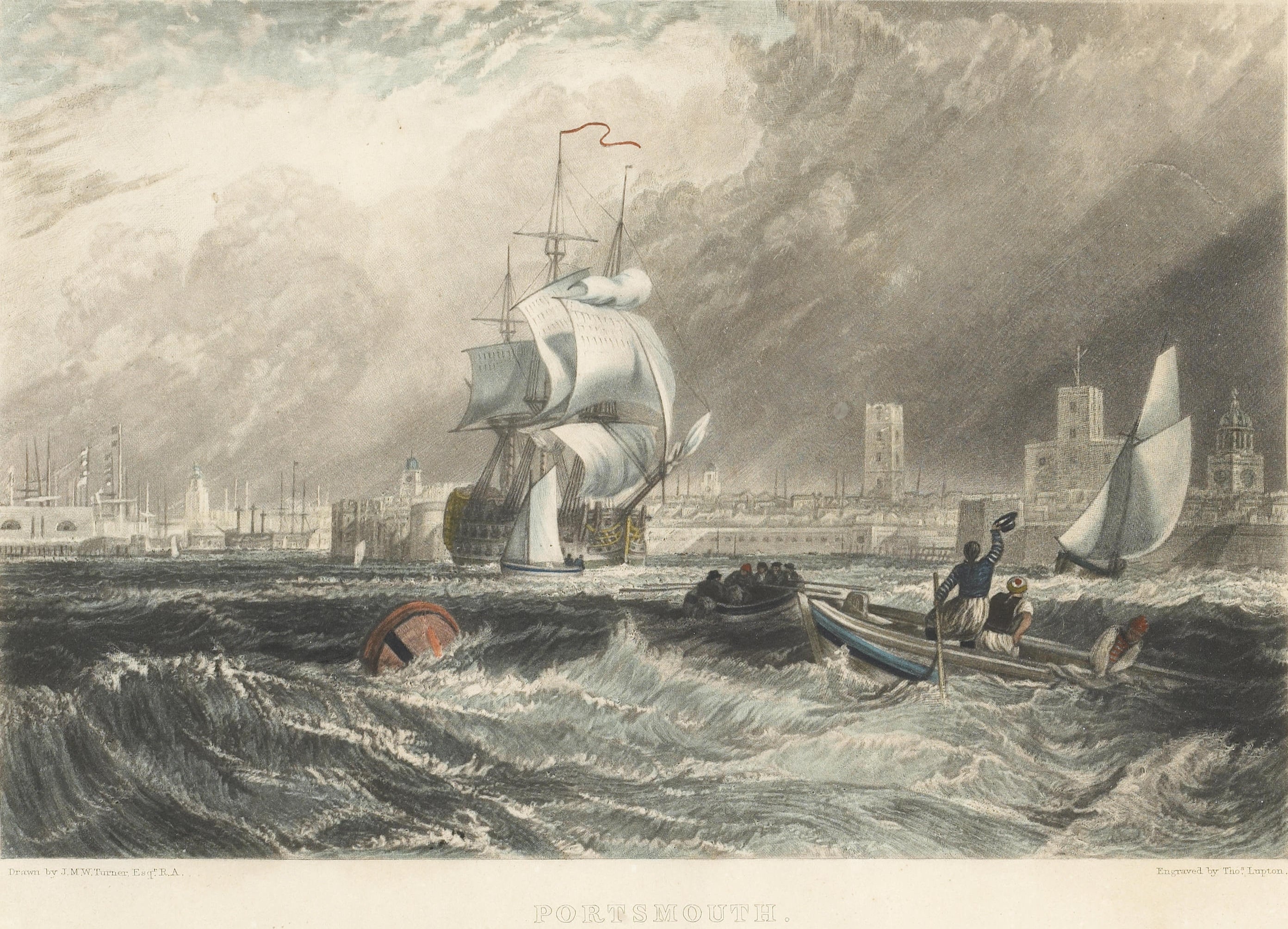 海洋风暴场景主题 - 朴茨茅斯 - 海上风暴中的船只景象 