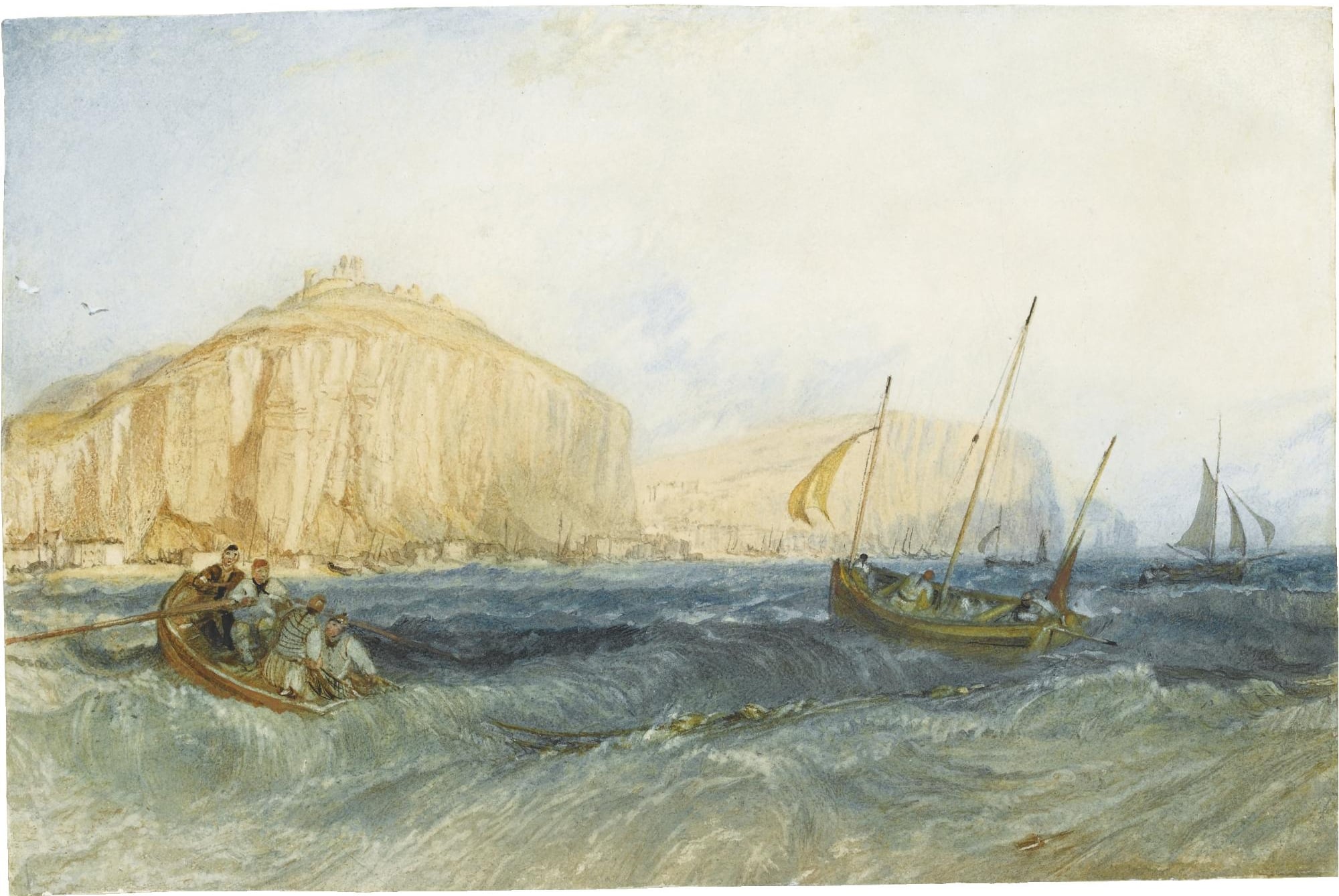 海洋风暴场景主题 - 未知名海上景象画 - 海上船只于波涛间行进 