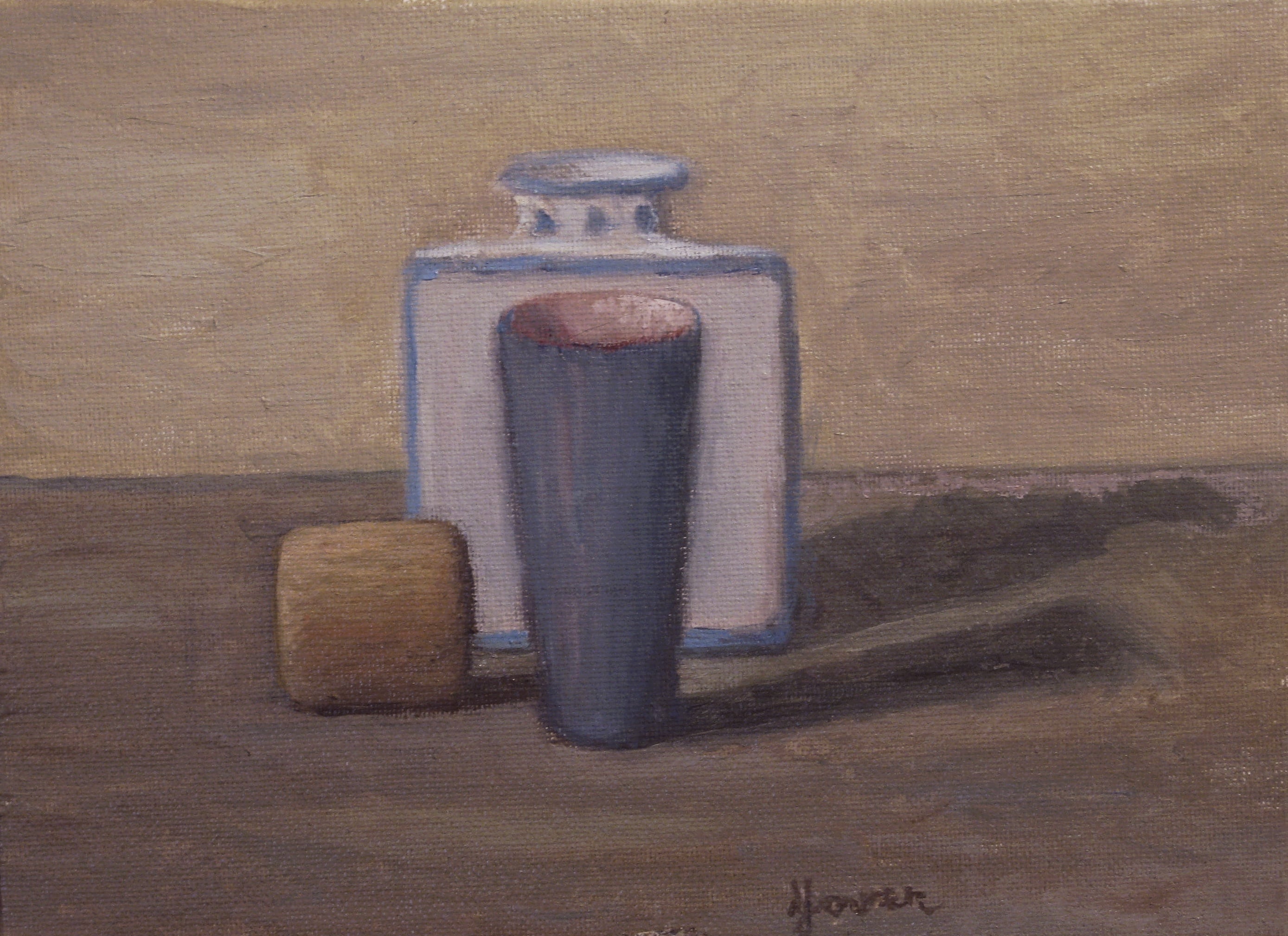 静物简约组合主题 - 瓶杯静物画 - 瓶杯木物的简约组合 