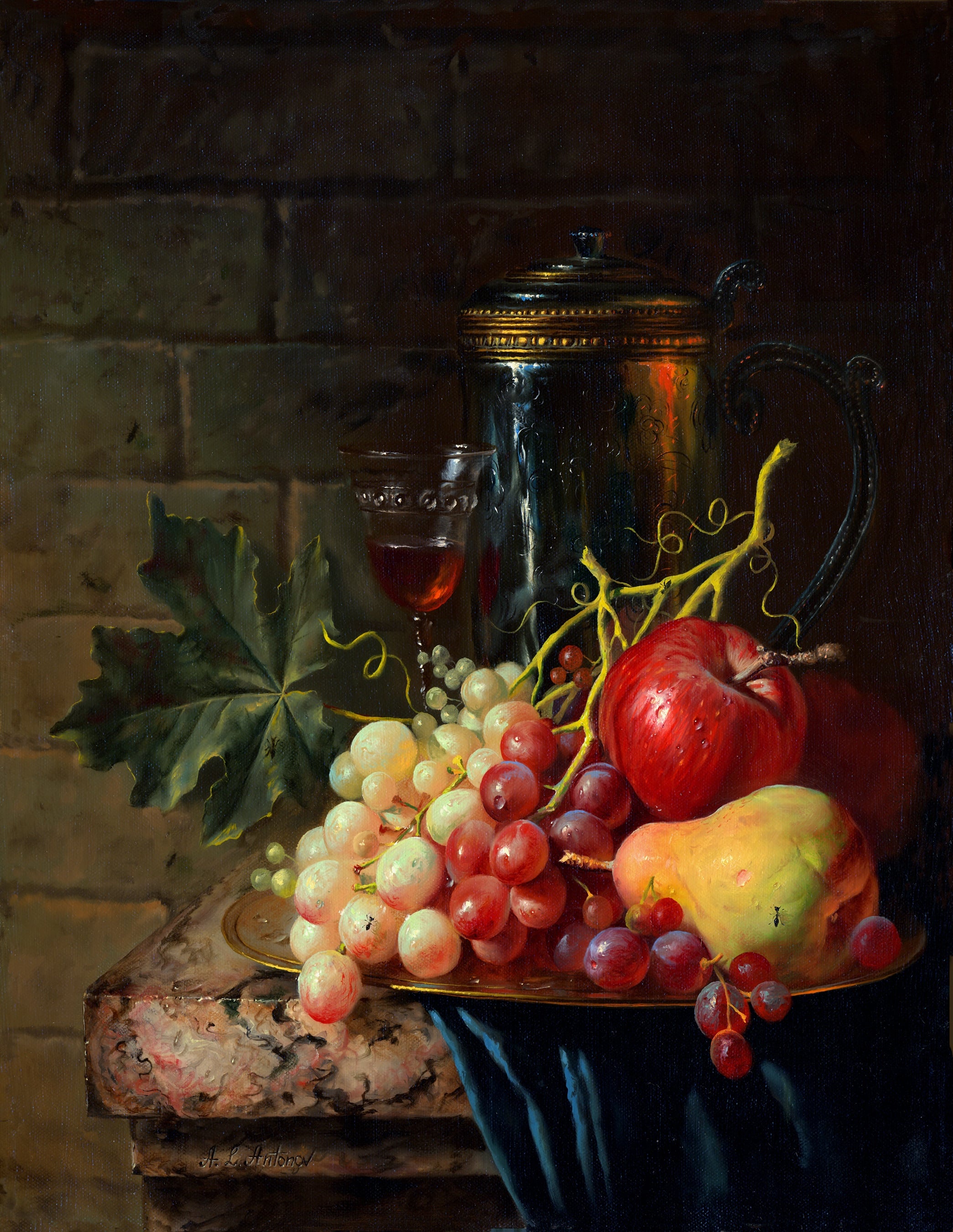 其他 - 静物油画 - 水果银器组合静物绘 