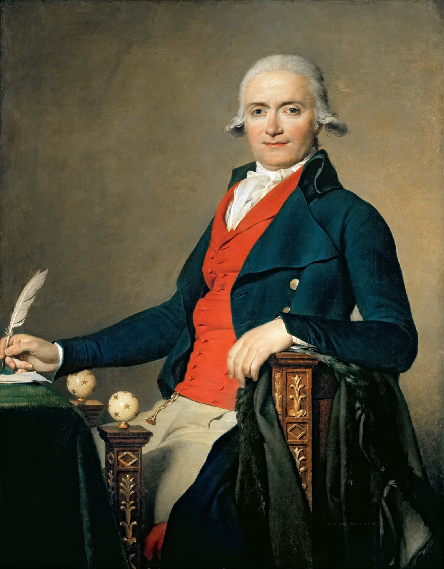 其他 - 不知名人物肖像 - 人物端坐持笔姿态优雅 