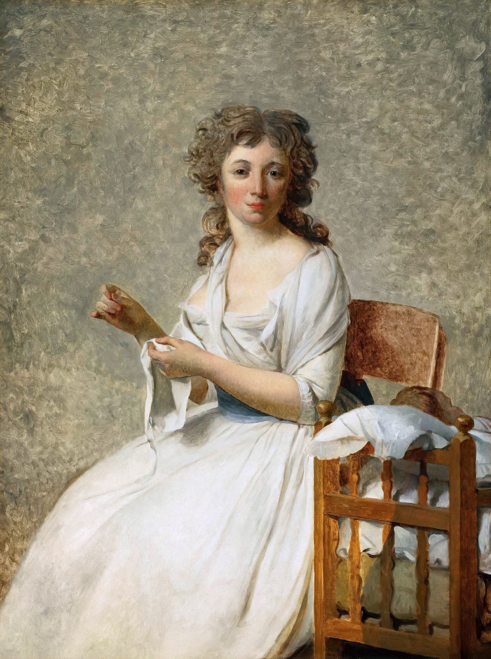 其他 - 未知名女性肖像 - 描绘女子优雅缝纫姿态 