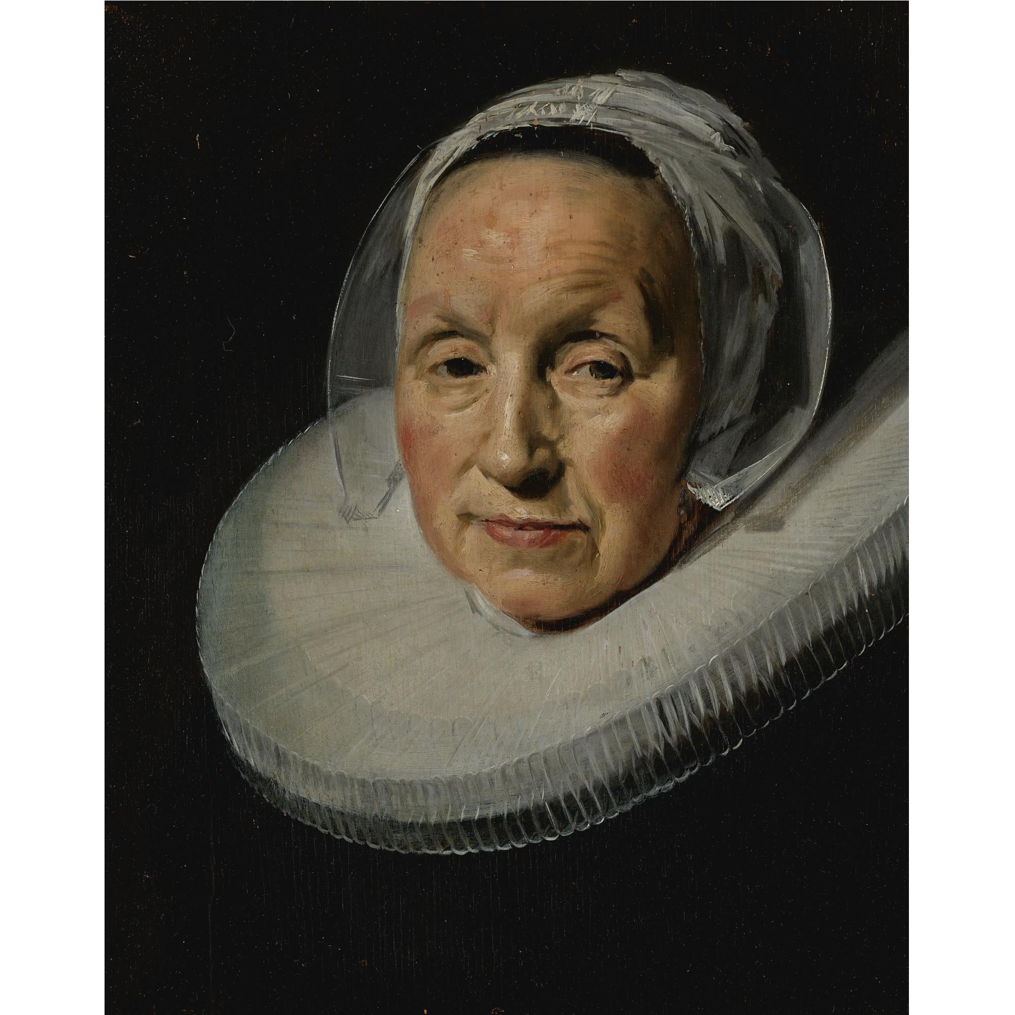 服饰细节描绘主题 - 无名老妇人肖像 - 展现独特头饰与衣领细节 