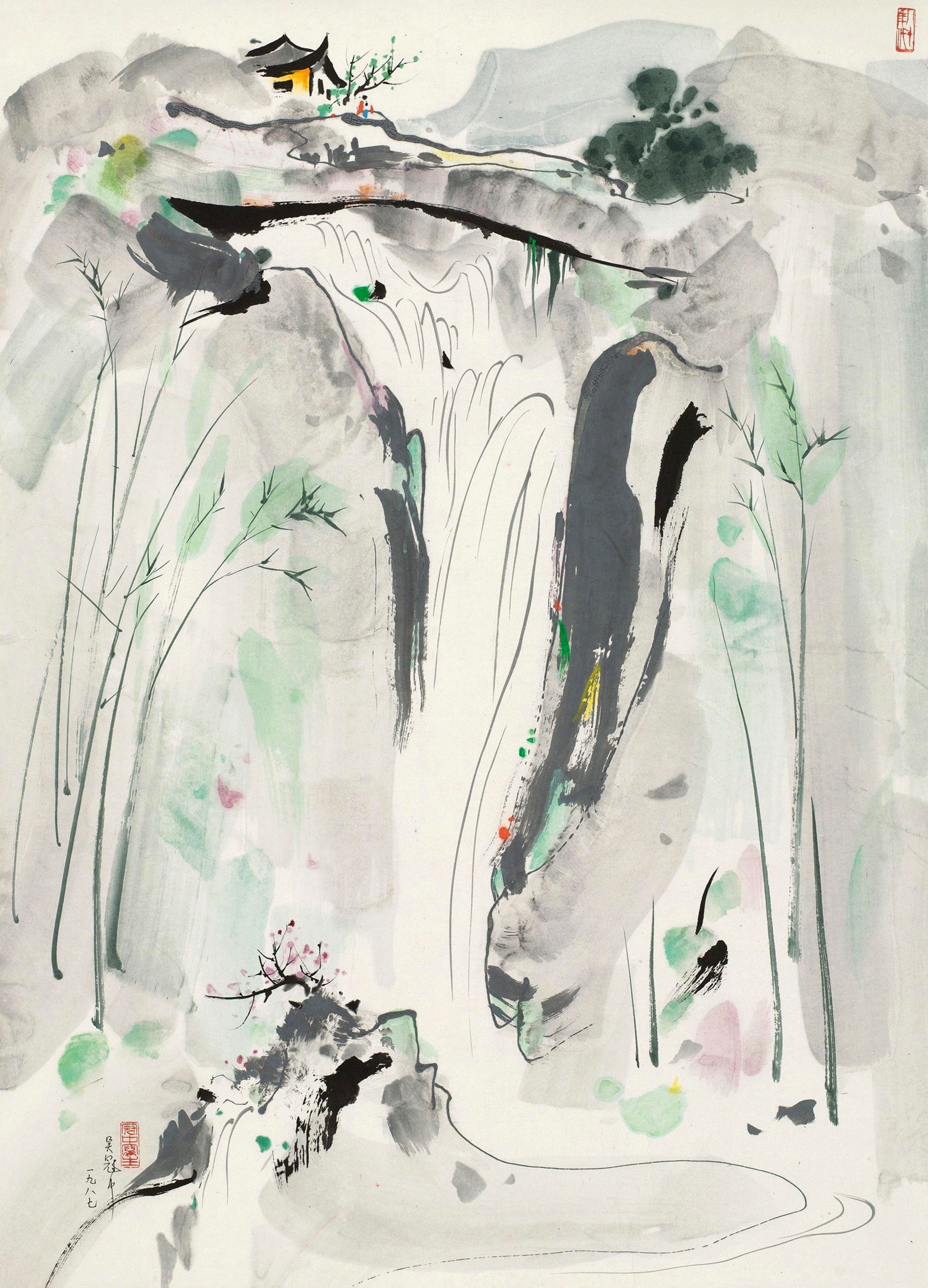 自然风景神韵主题 - 未知 - 水墨绘就山水瀑布景致