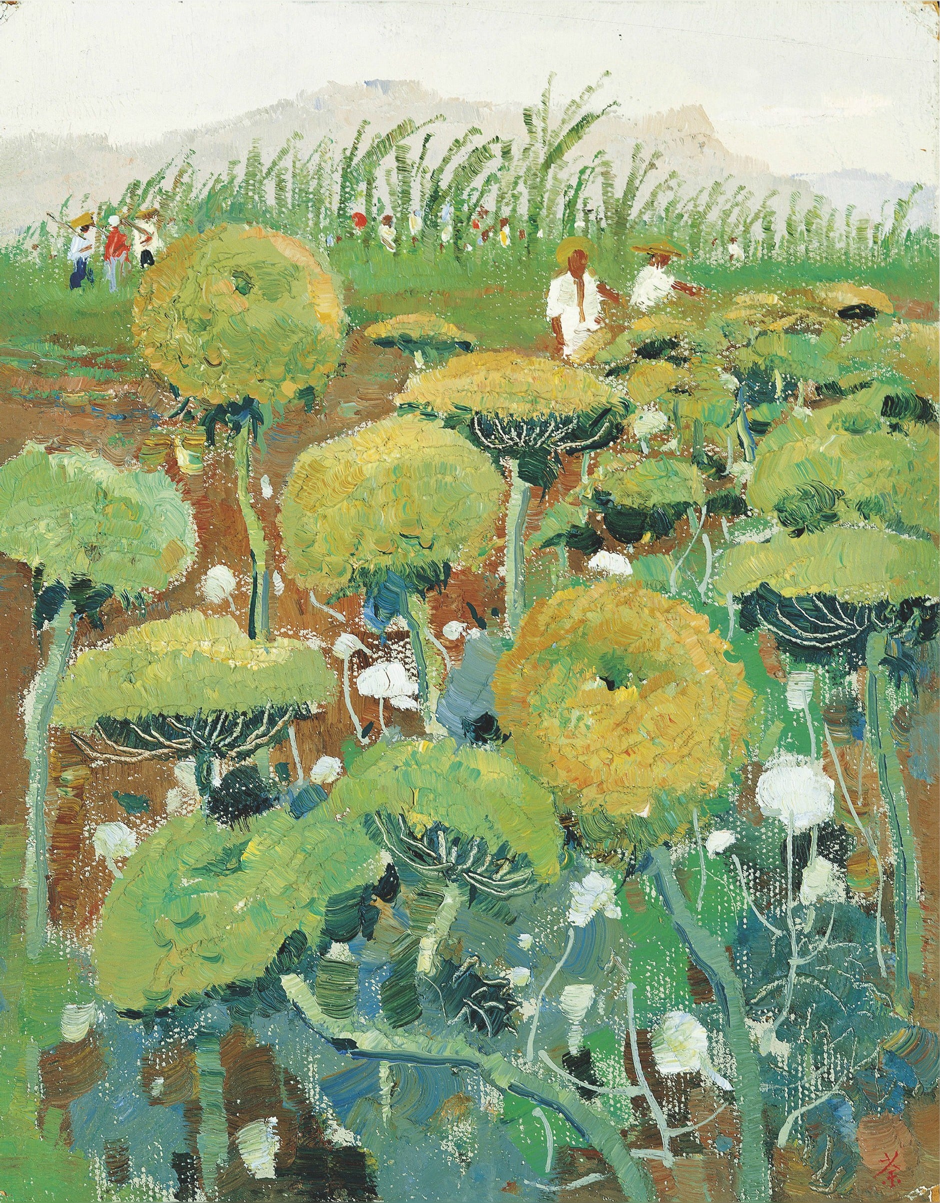 自然风景神韵主题 - 未知名田园画作 - 展现田园间劳作的风景线 