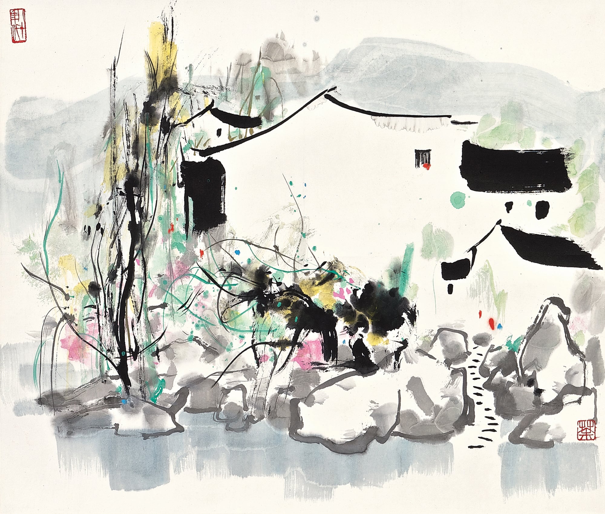 江南水乡景致主题 - 无题 - 水墨绘就江南村落风貌 