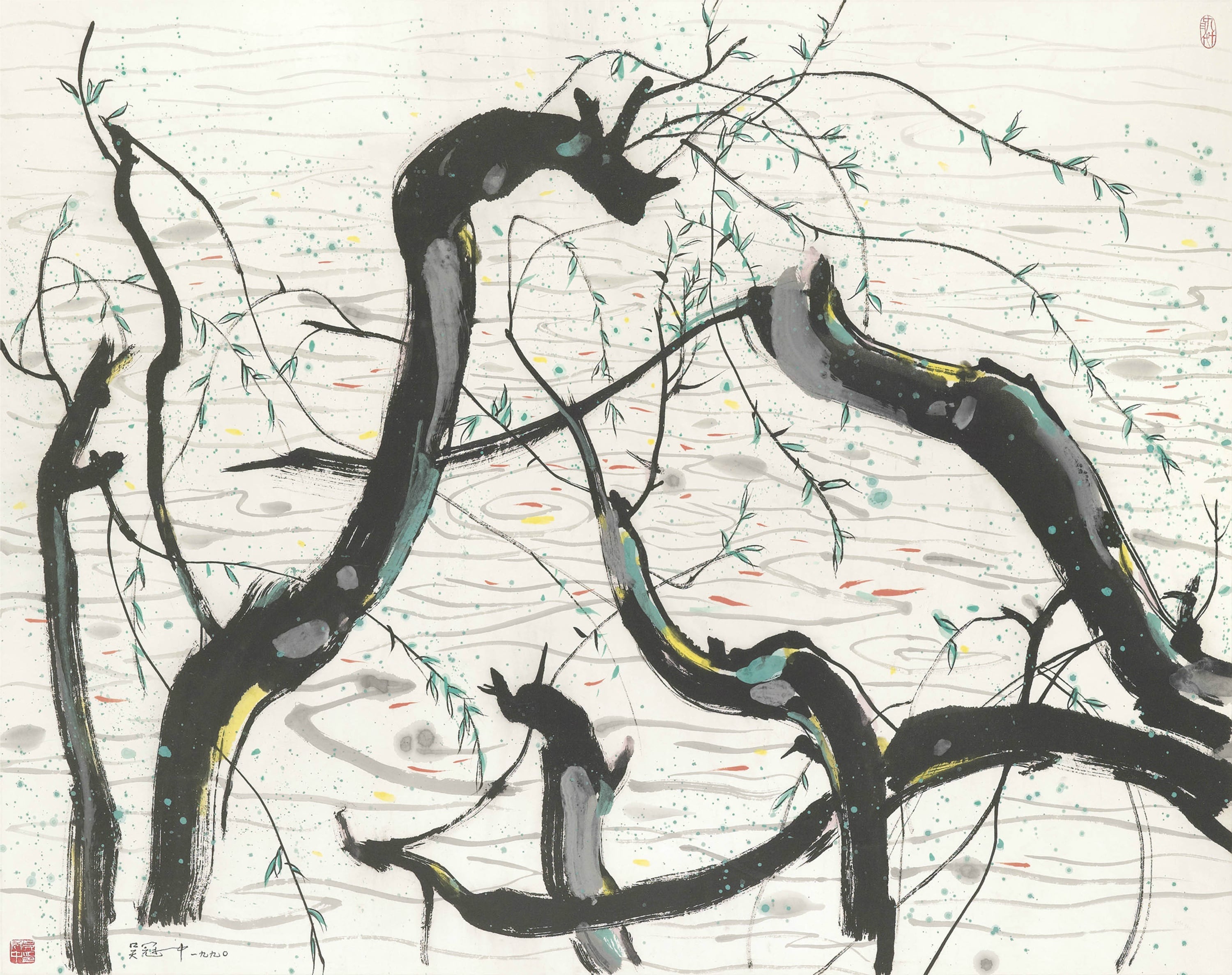 自然风景神韵主题 - 柳树之姿 - 展现柳树灵动自然之态 