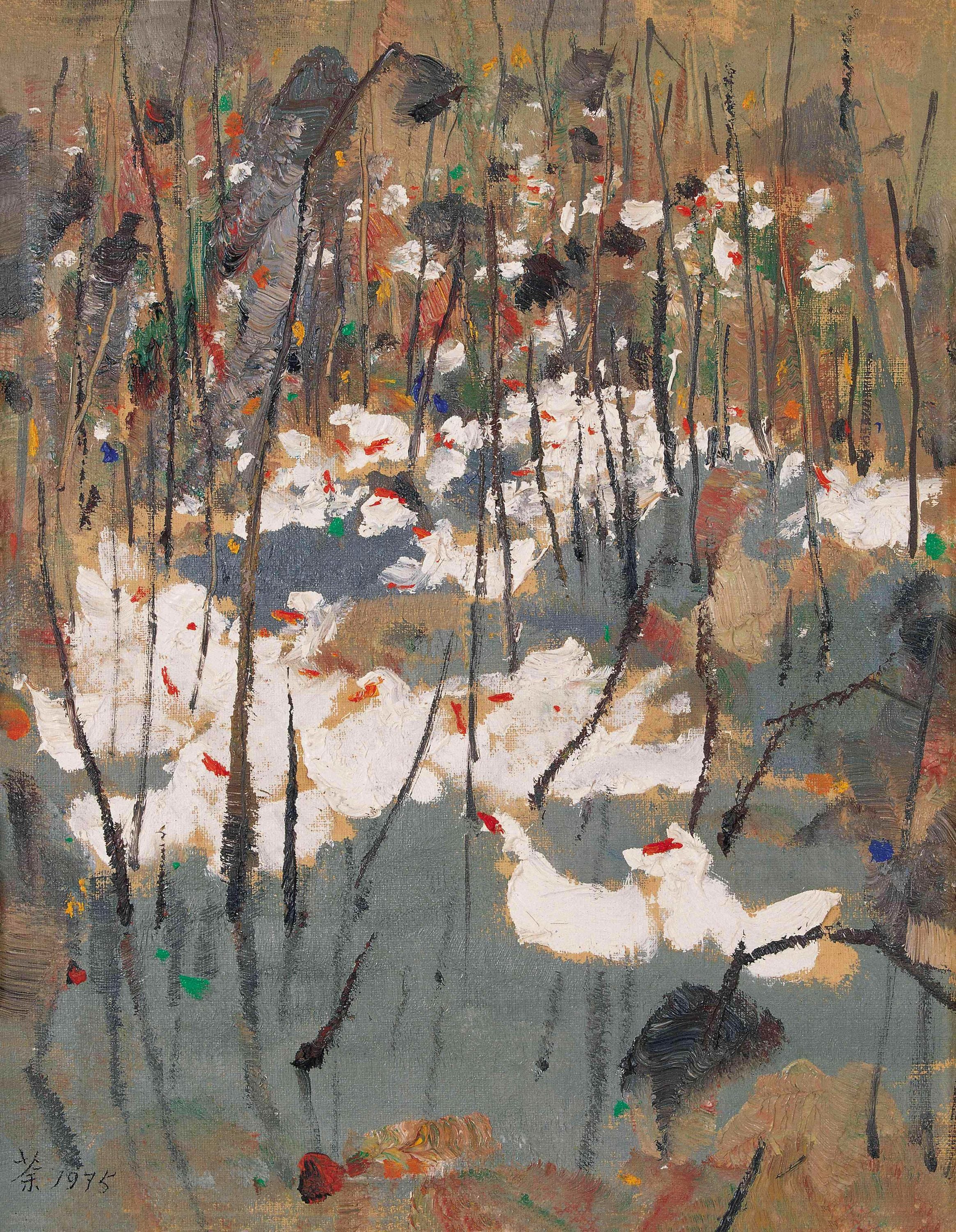 线条色彩交织主题 - 白鹅 - 色彩线条绘就白鹅景致 