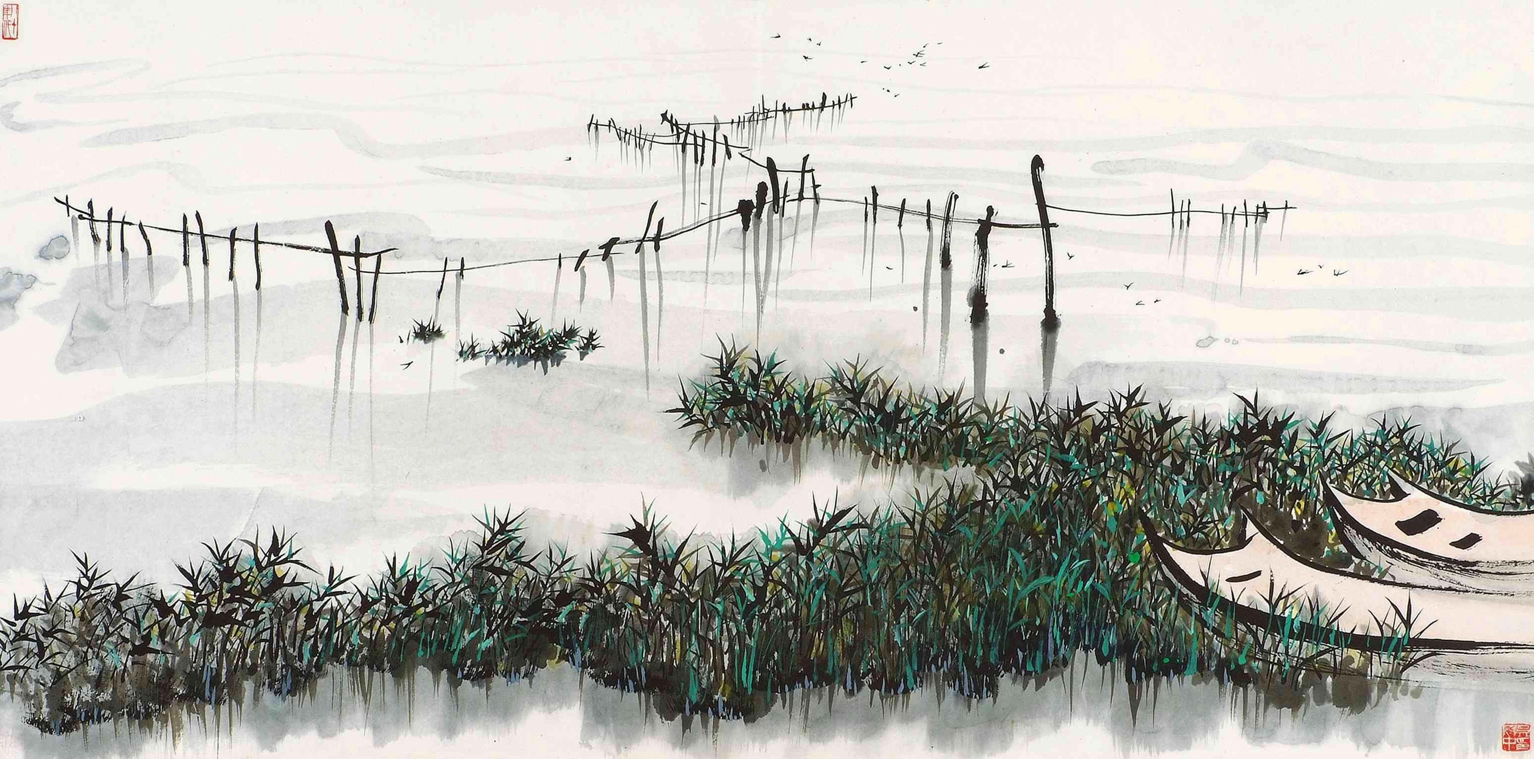 自然风景神韵主题 - 水乡晨景 - 水墨绘就水乡静谧景致 