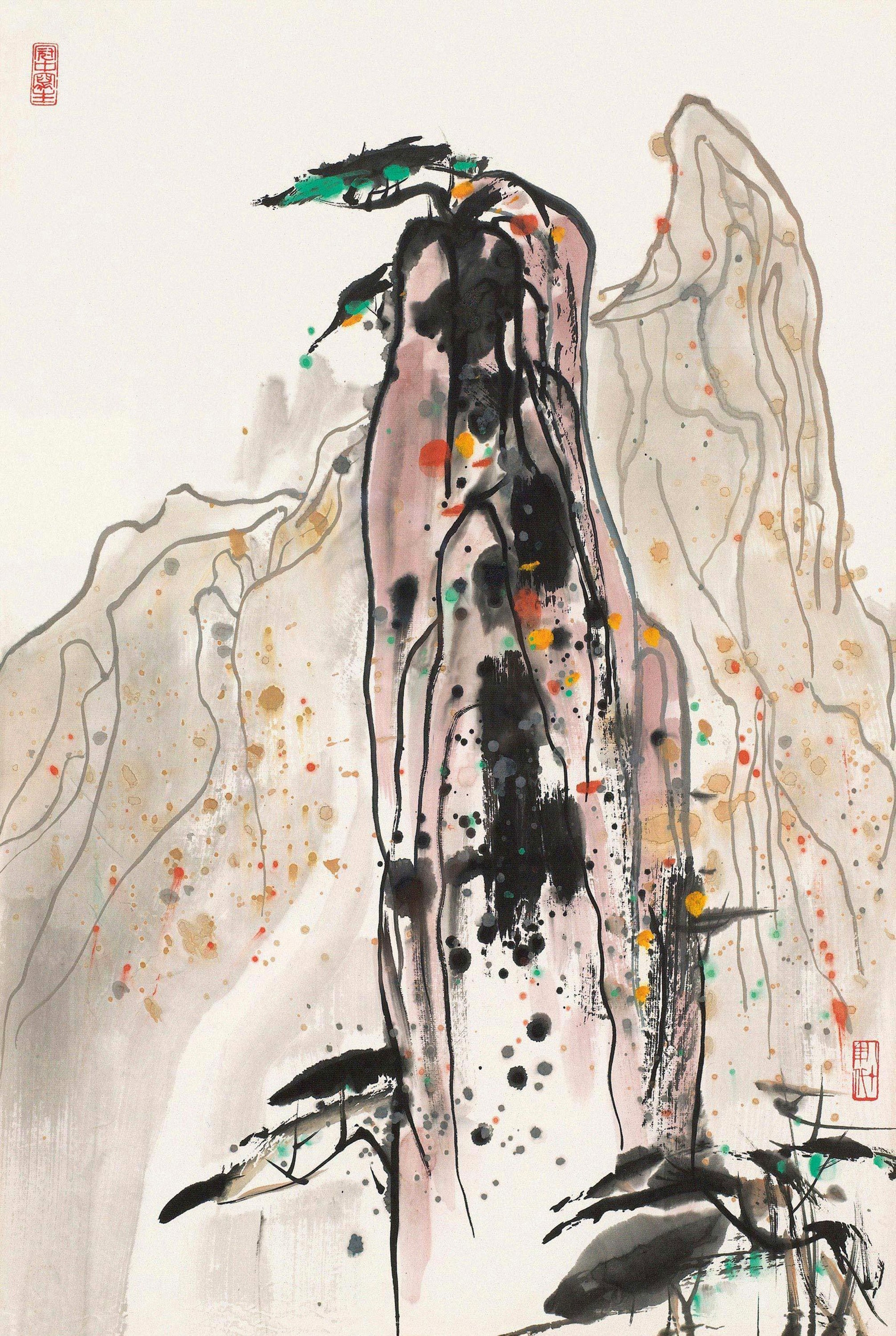 线条色彩交织主题 - 无题 - 墨彩交织绘就山水意象 