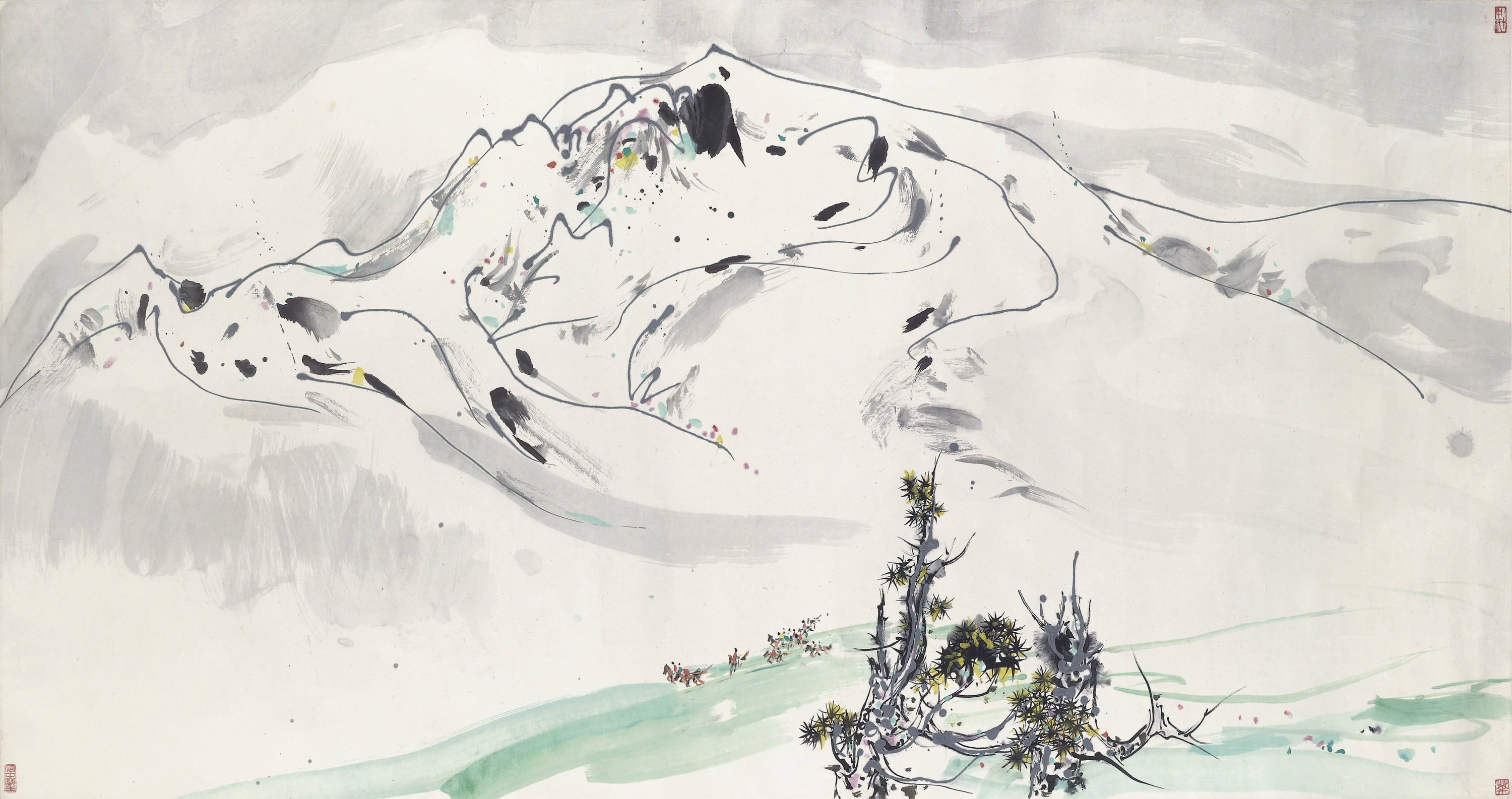 线条色彩交织主题 - 无题 - 线条色彩交织绘就山景 