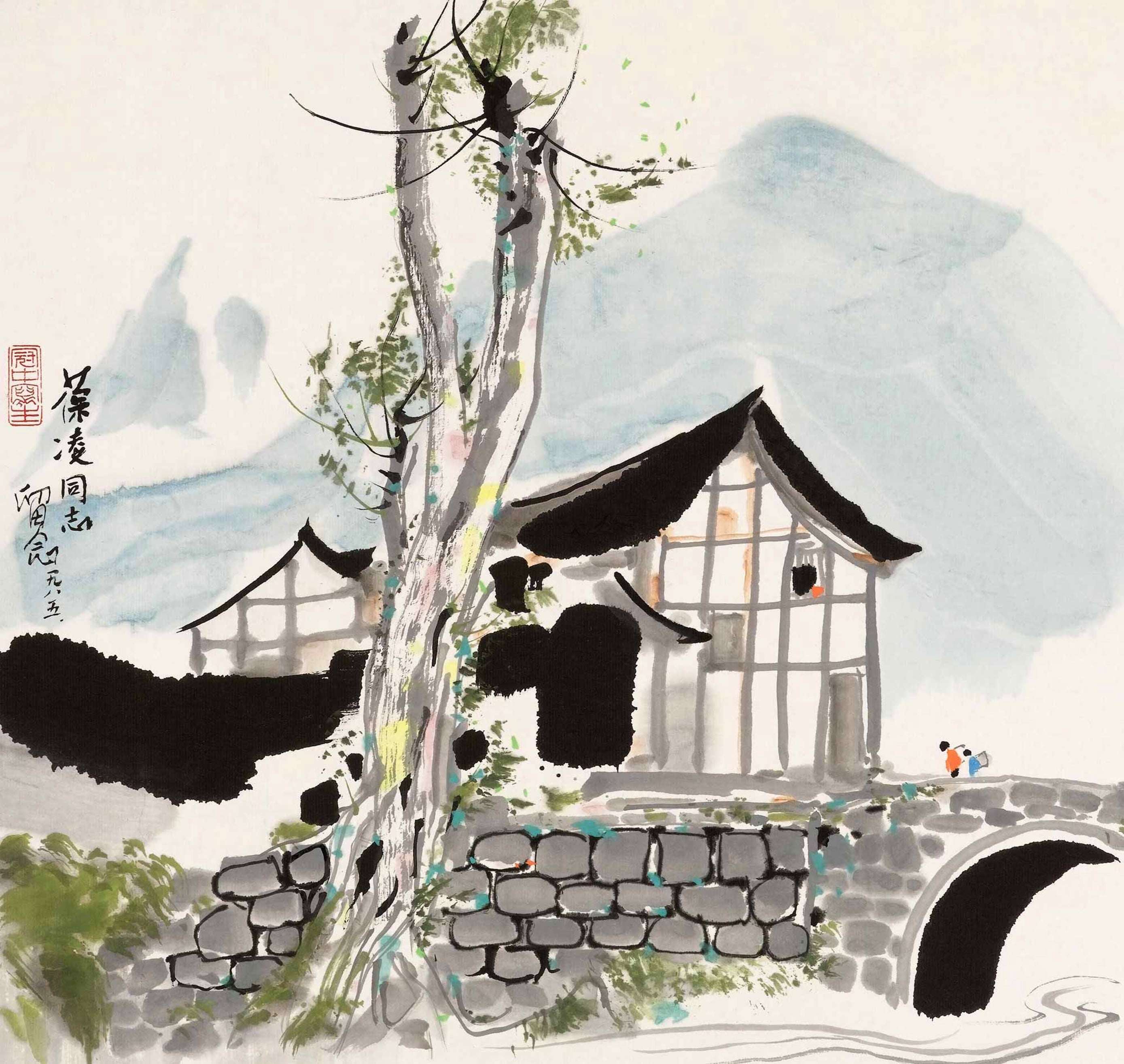 江南水乡景致主题 - 未知 - 水乡屋桥树共绘清幽景 