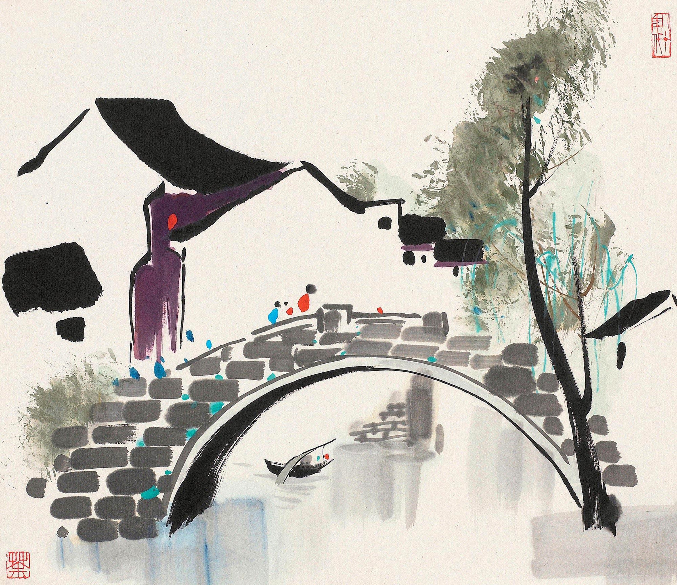 江南水乡景致主题 - 水乡桥韵 - 水墨绘就江南水乡桥景 