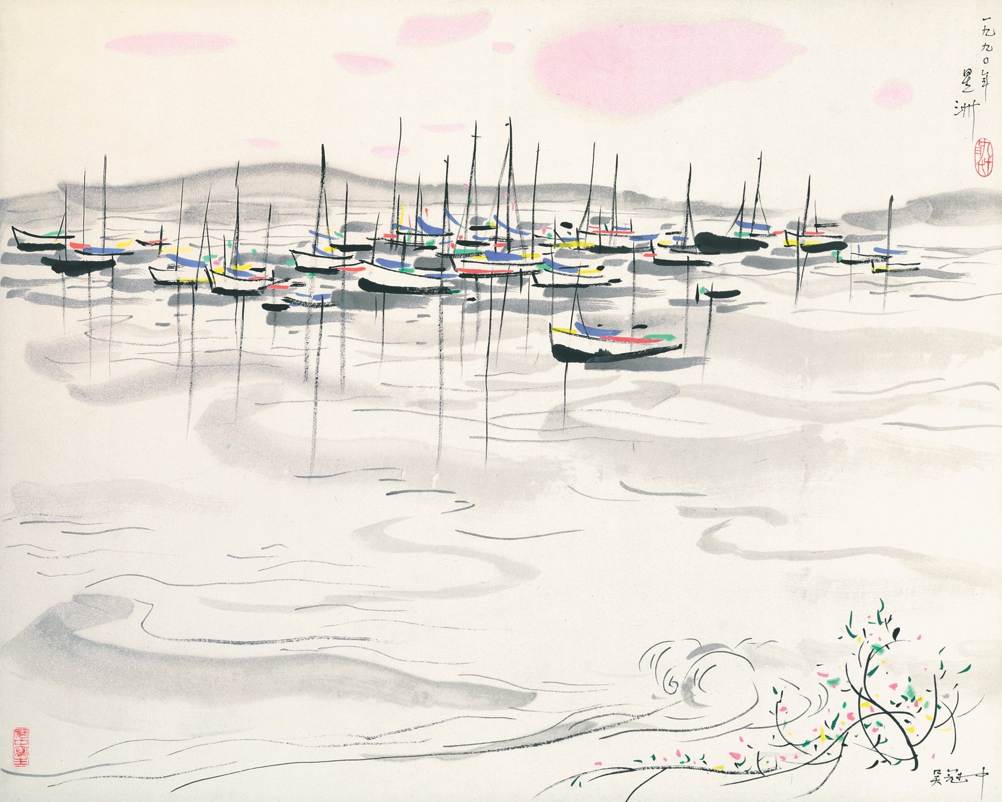 江南水乡景致主题 - 无题 - 水墨绘就水乡船只景致 