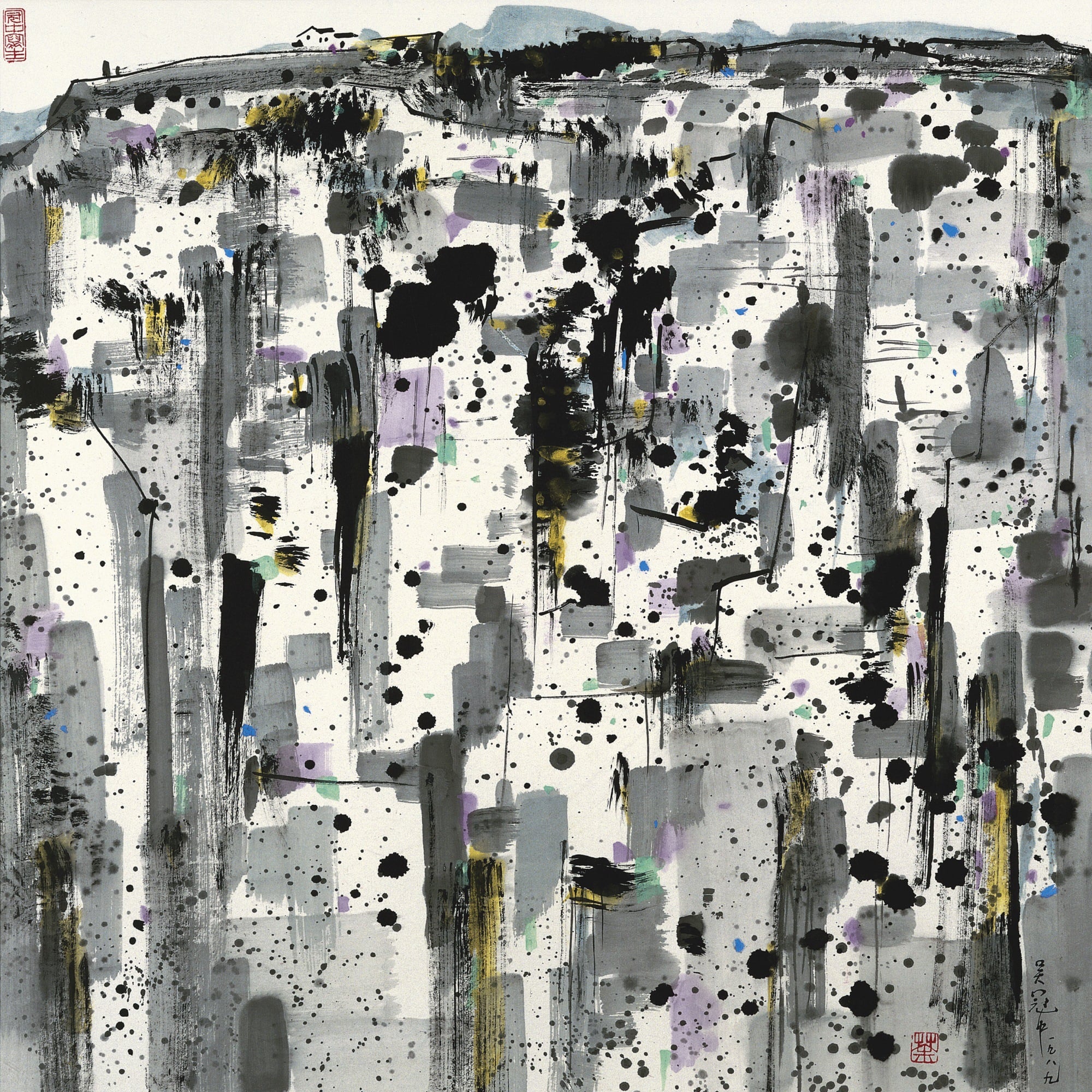 线条色彩交织主题 - 无题 - 墨色线条交织抽象画面 