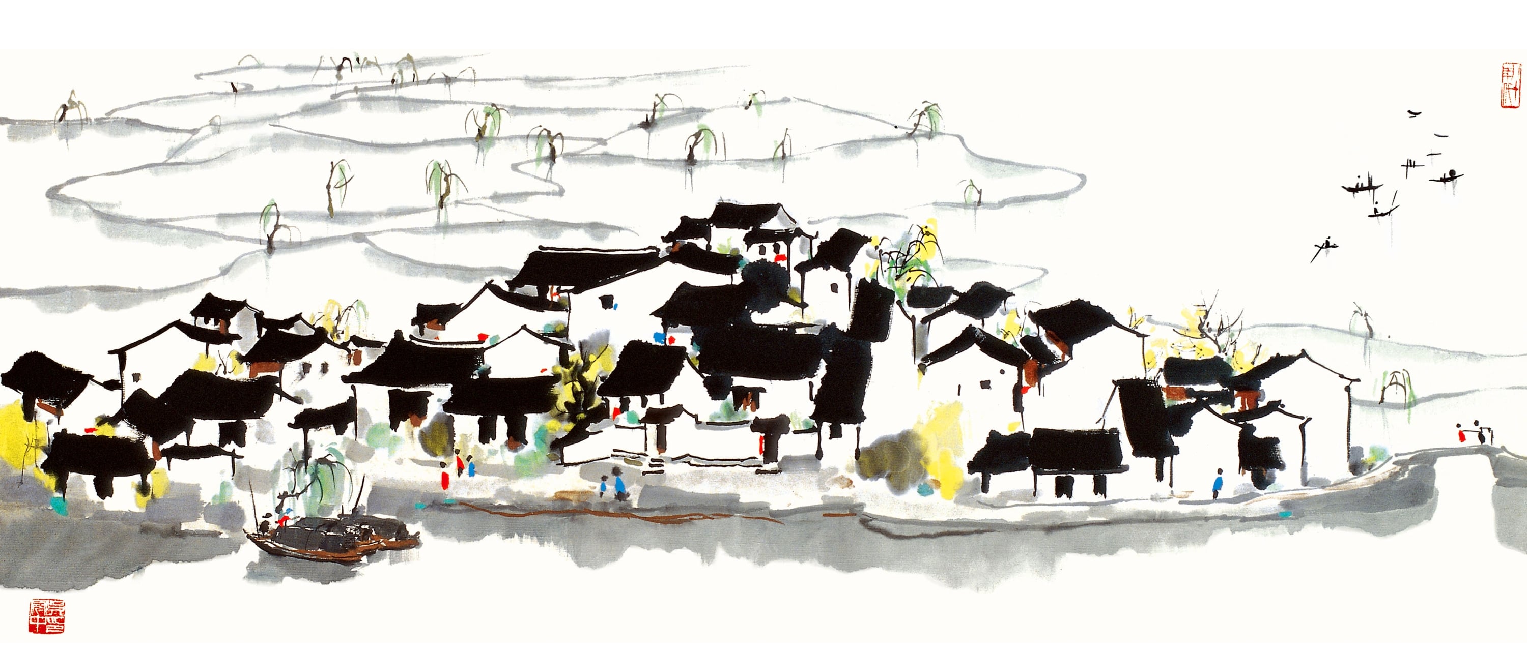 江南水乡景致主题 - 水乡人家 - 水墨绘就江南村落风情 