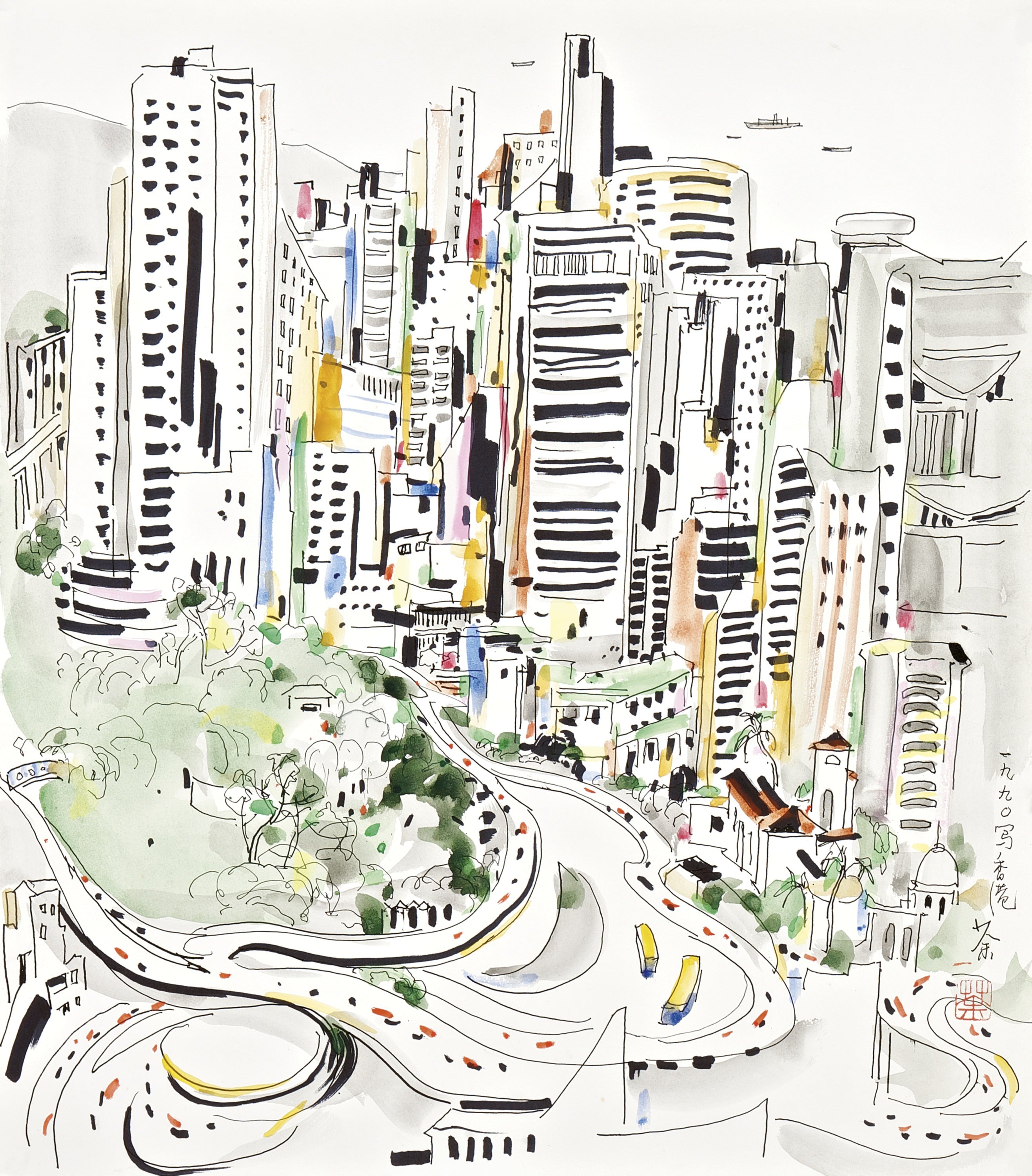 线条色彩交织主题 - 城市景象 - 线条色彩绘就城市风光 