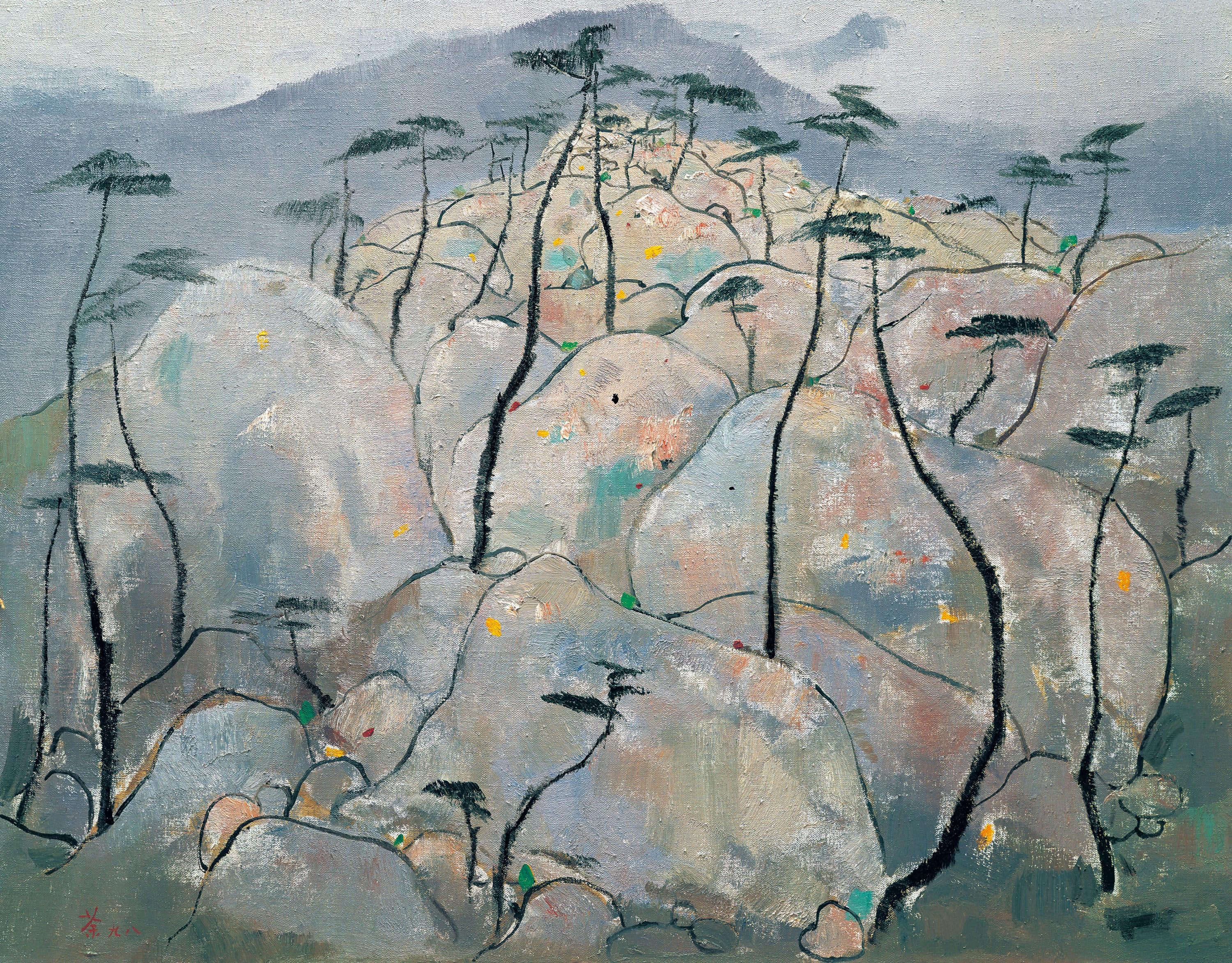 自然风景神韵主题 - 无具体名字 - 山石松树绘就自然神韵