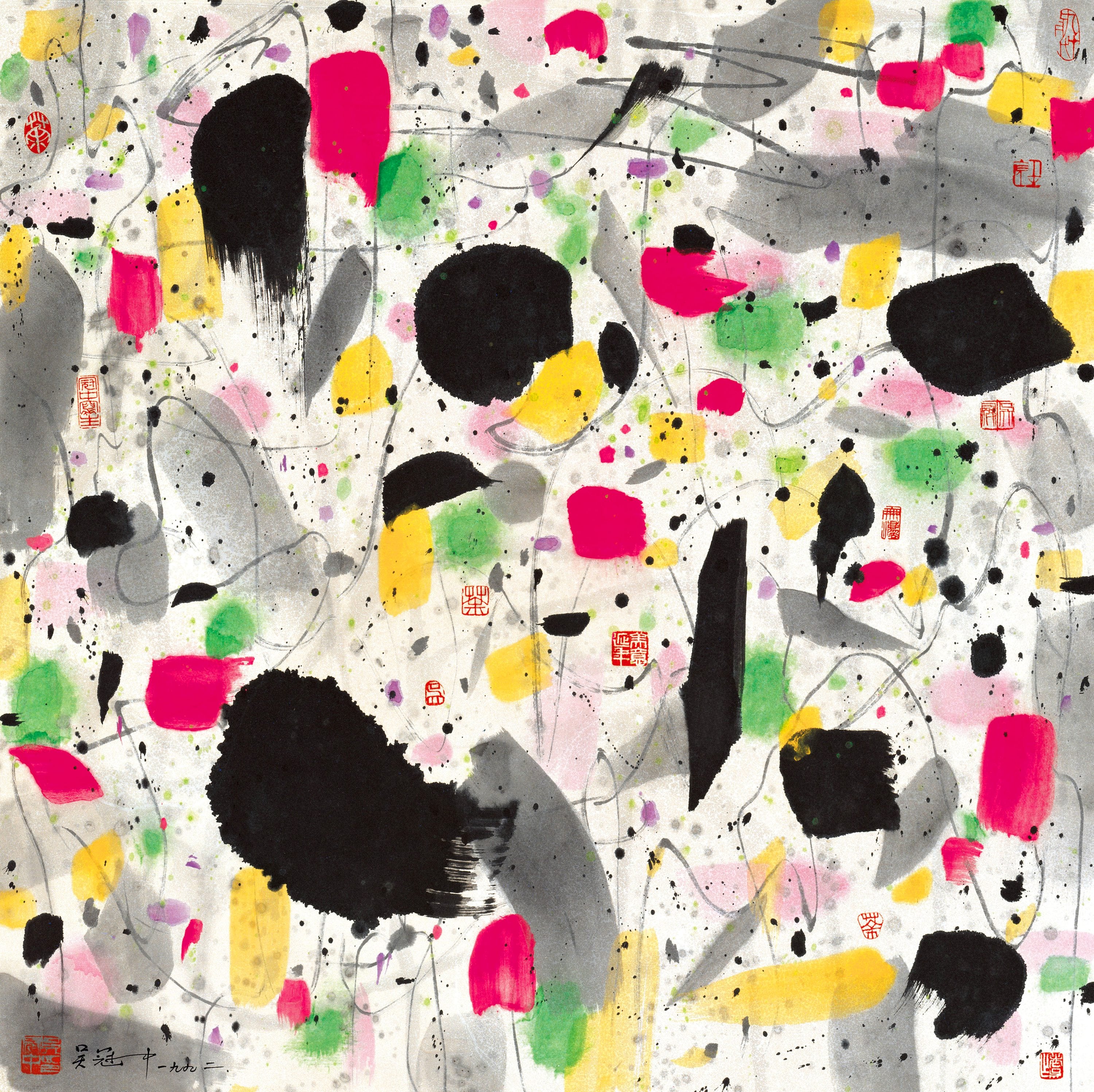 线条色彩交织主题 - 无题 - 线条色彩交织抽象画作 