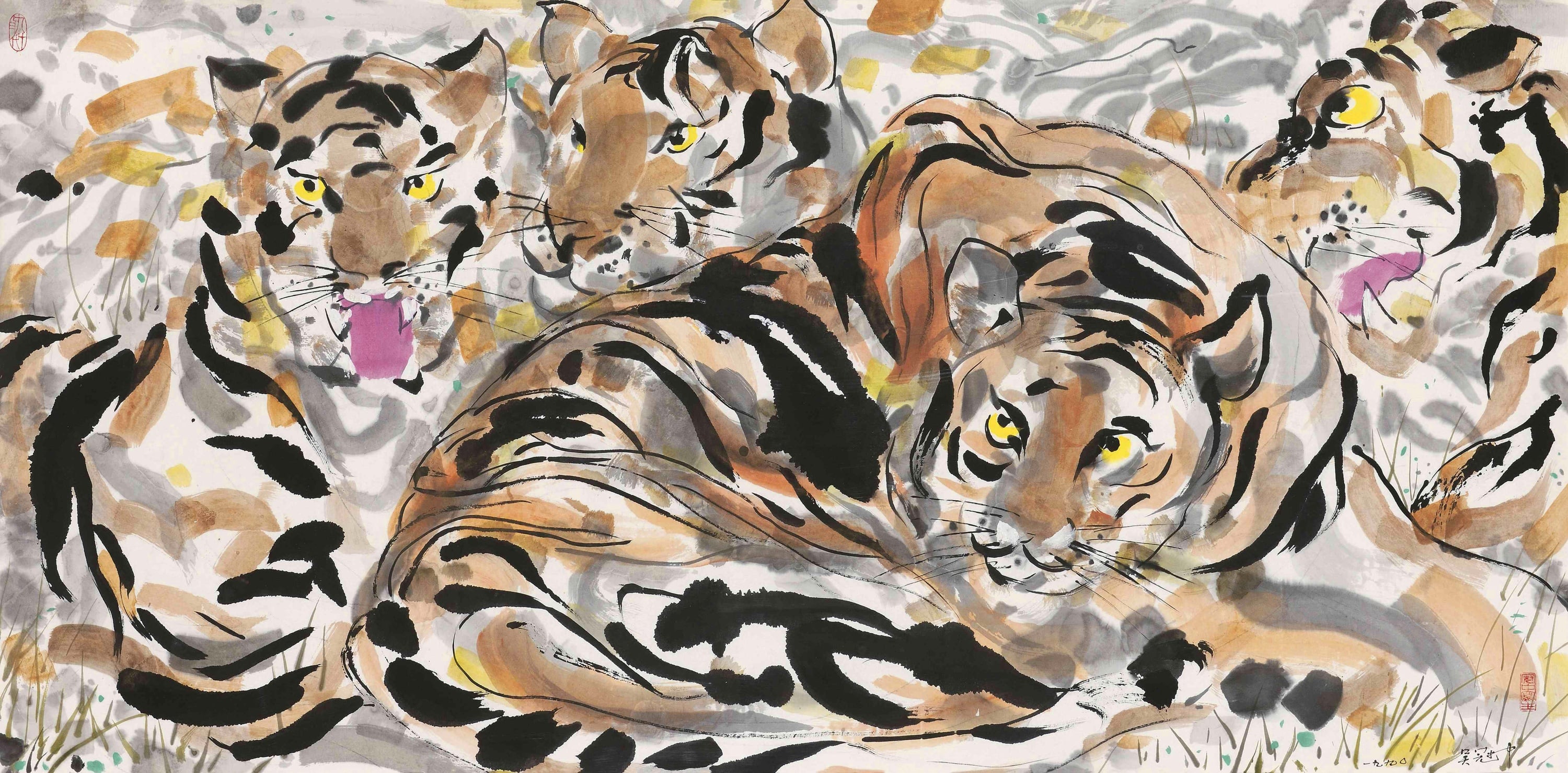 其他 - 群虎图 - 水墨绘群虎气势非凡 