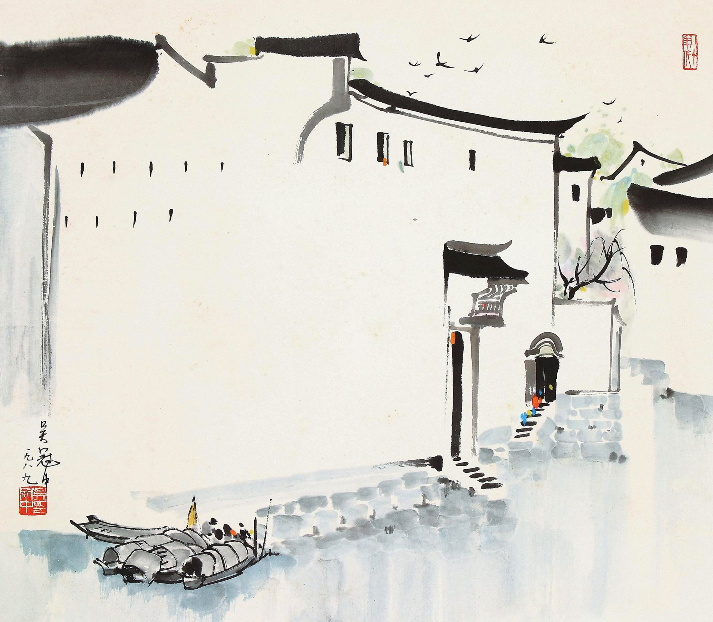 江南水乡景致主题 - 无题 - 水墨绘就江南水乡风光 