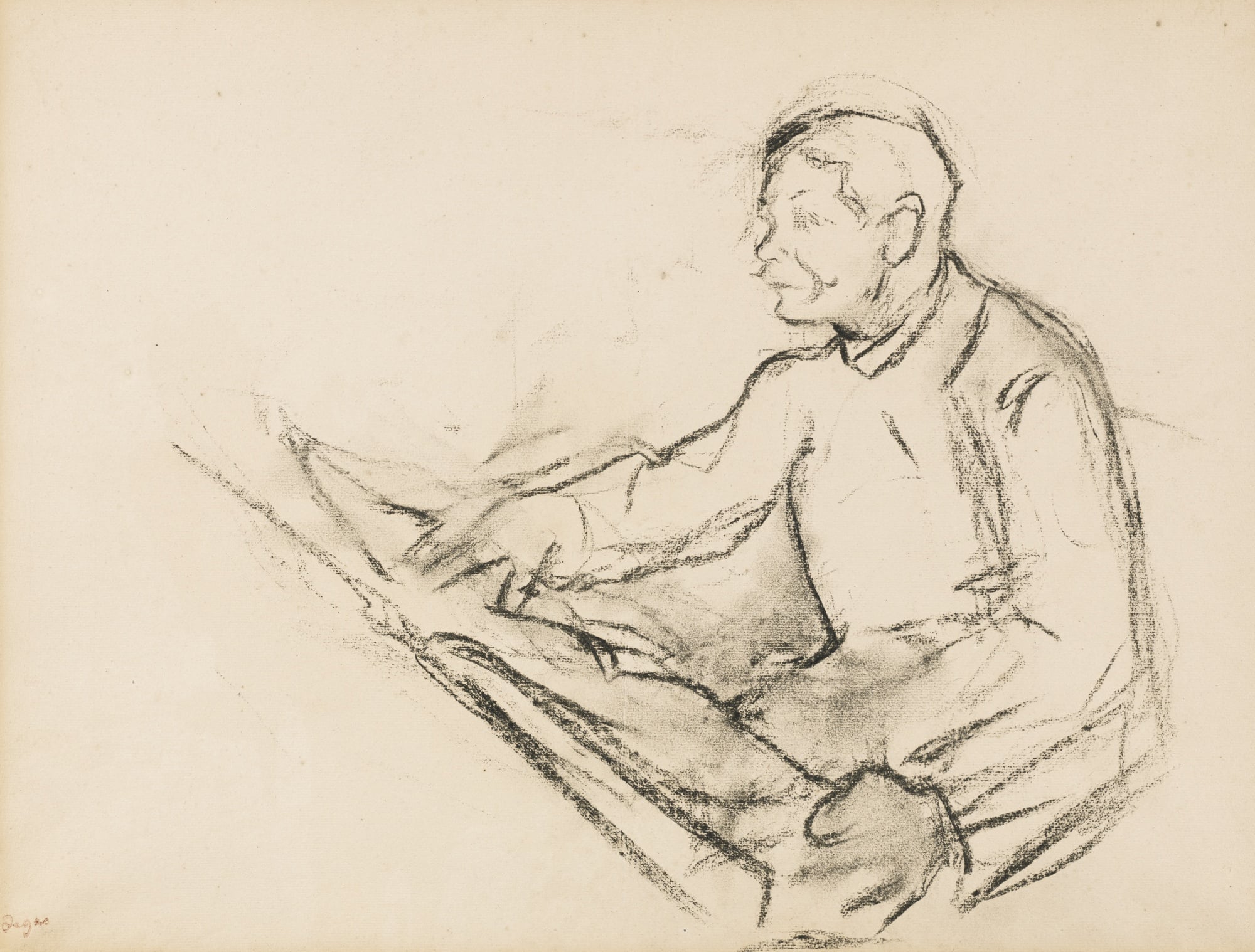 其他 - 无明确名称 - 人物坐姿素描线条勾勒 