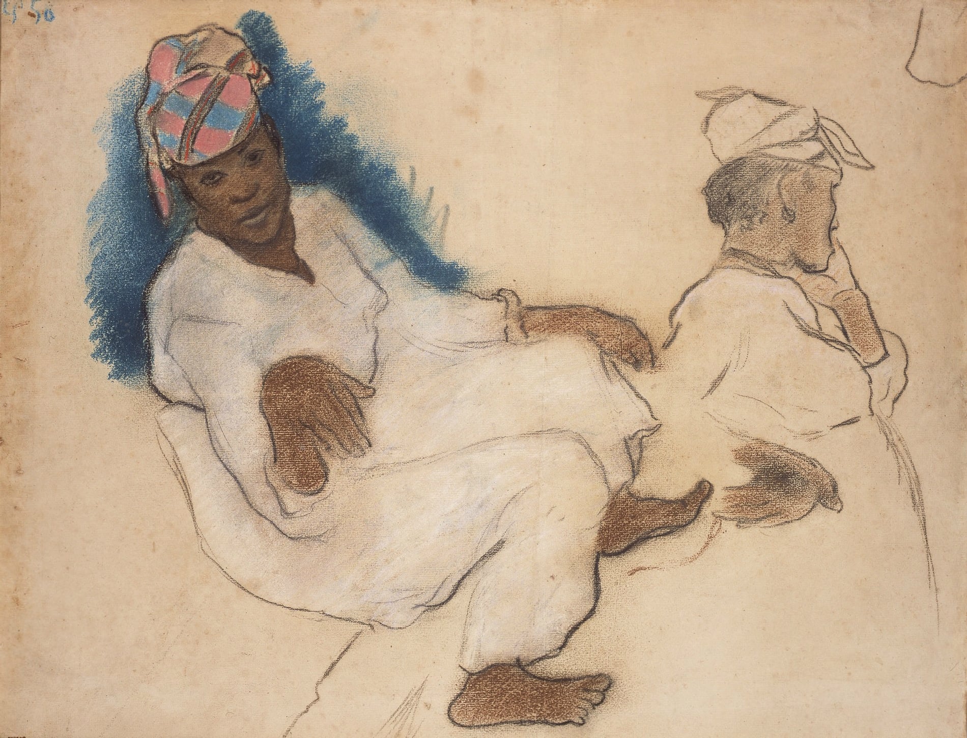 土著人物形象主题 - 未命名作品 - 描绘土著人物闲适姿态 