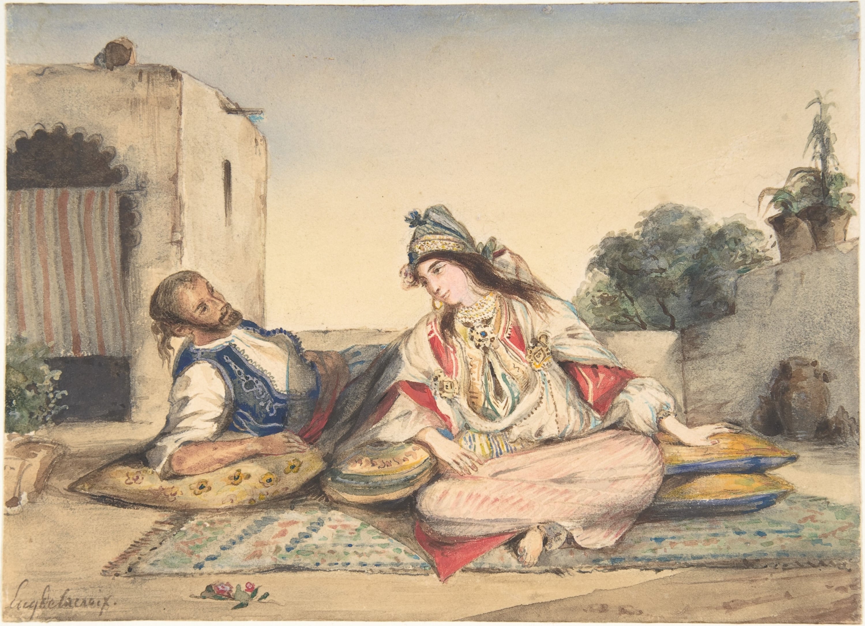 浪漫主义情感主题 - 未命名画作 - 展现男女间的柔情场景 