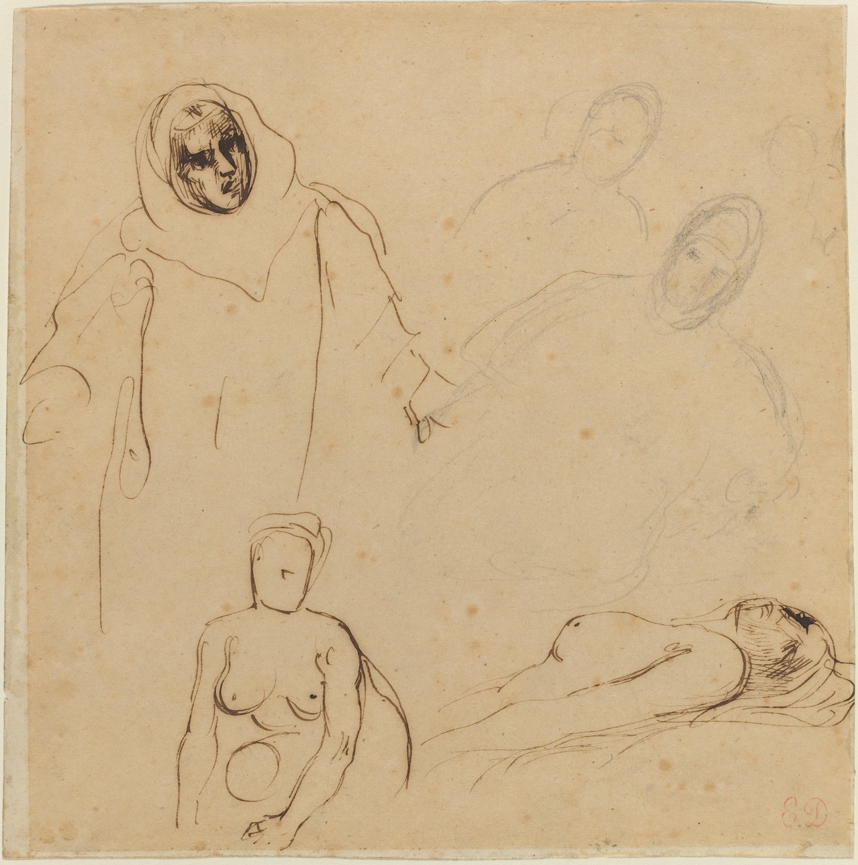 其他 - 无题 - 人物线条勾勒的素描稿 