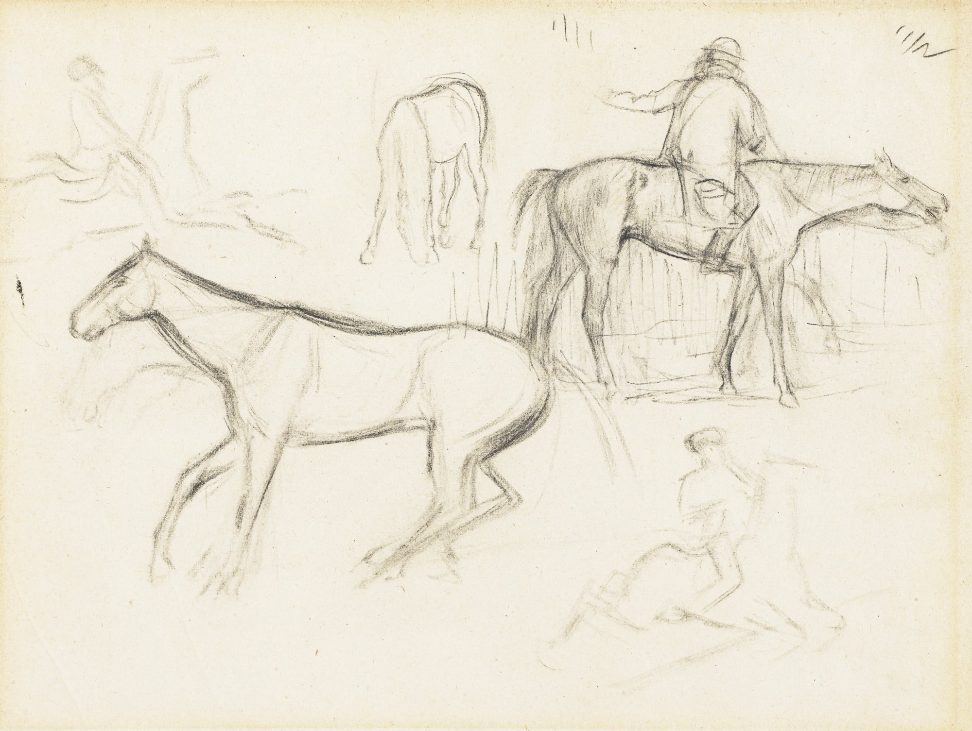 赛马运动场景主题 - 无具体名字 - 多姿态马匹与人速写 