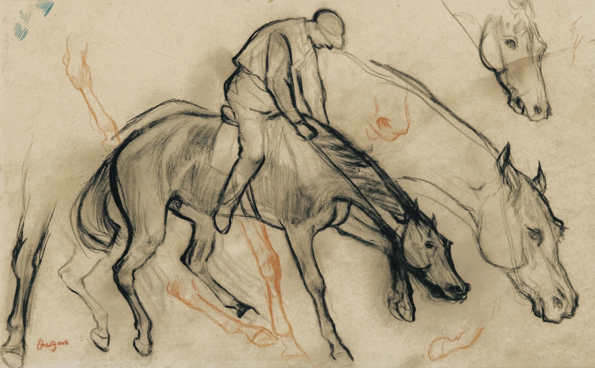 赛马运动场景主题 - 骑手与马的动态速写 - 描绘骑手马匹运动姿态 