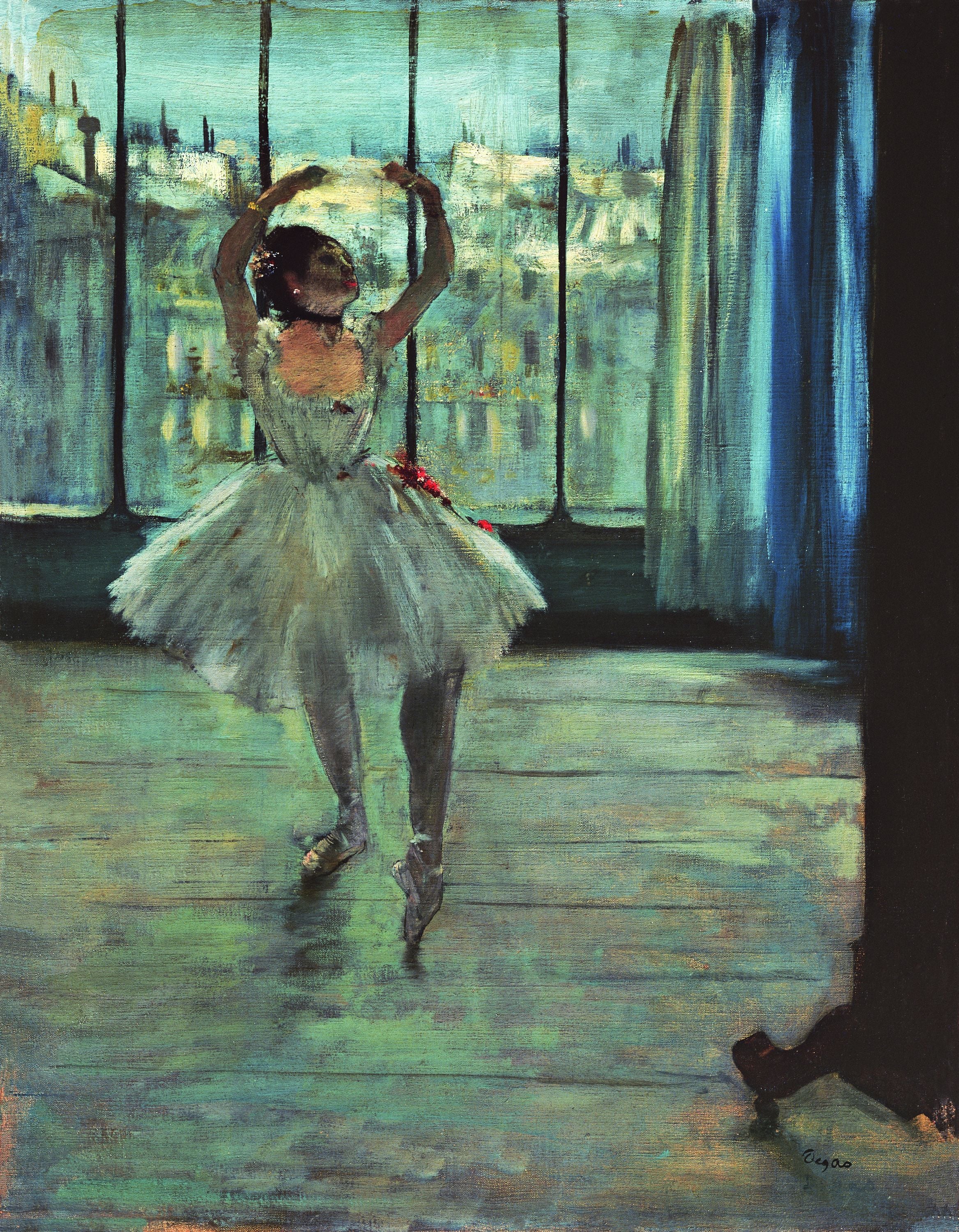 芭蕾舞女动态主题 - 窗边起舞的芭蕾舞者 - 芭蕾舞者于窗边优雅舞动 