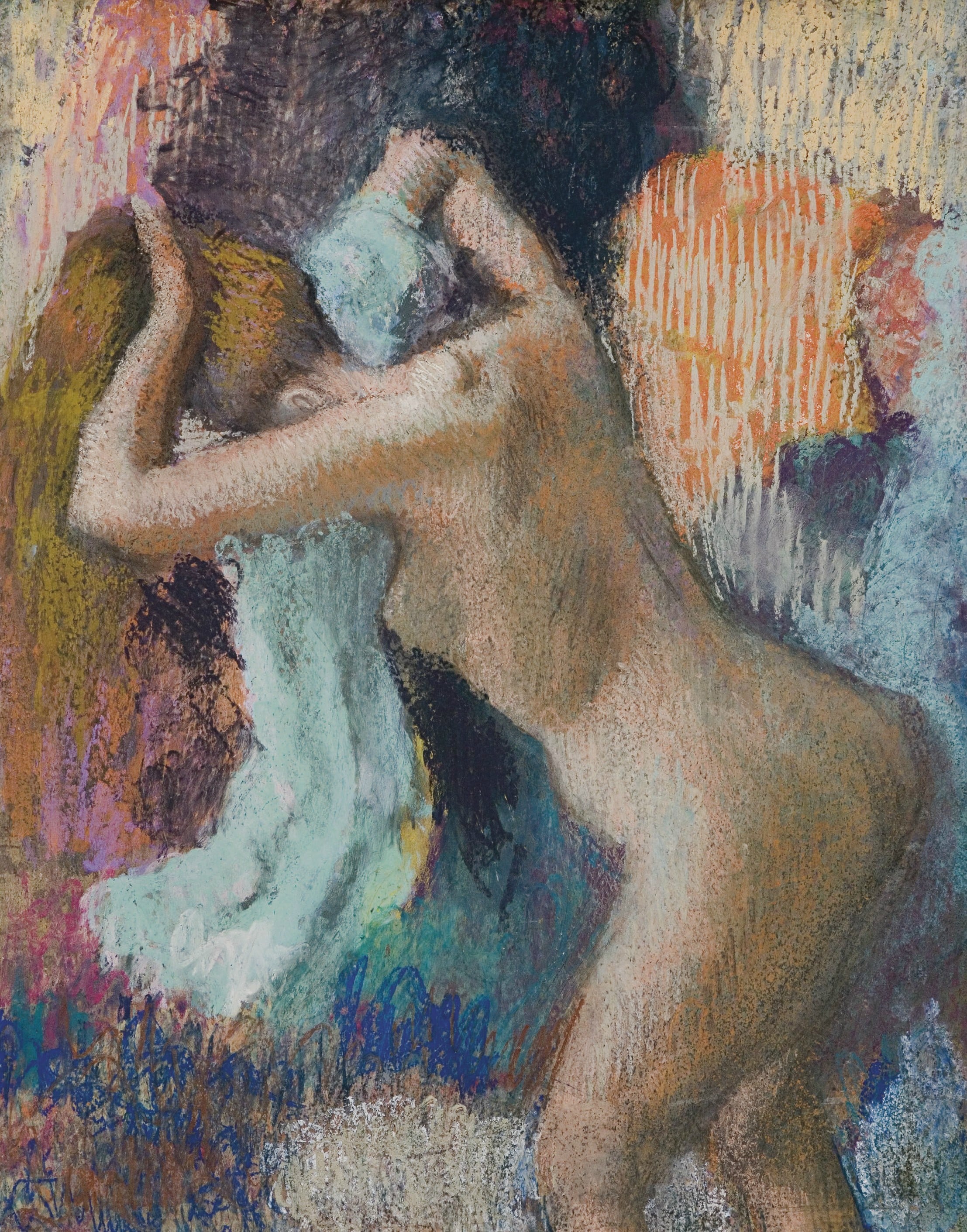 浴女私密空间主题 - 擦身的裸女 - 描绘裸女擦身私密瞬间 