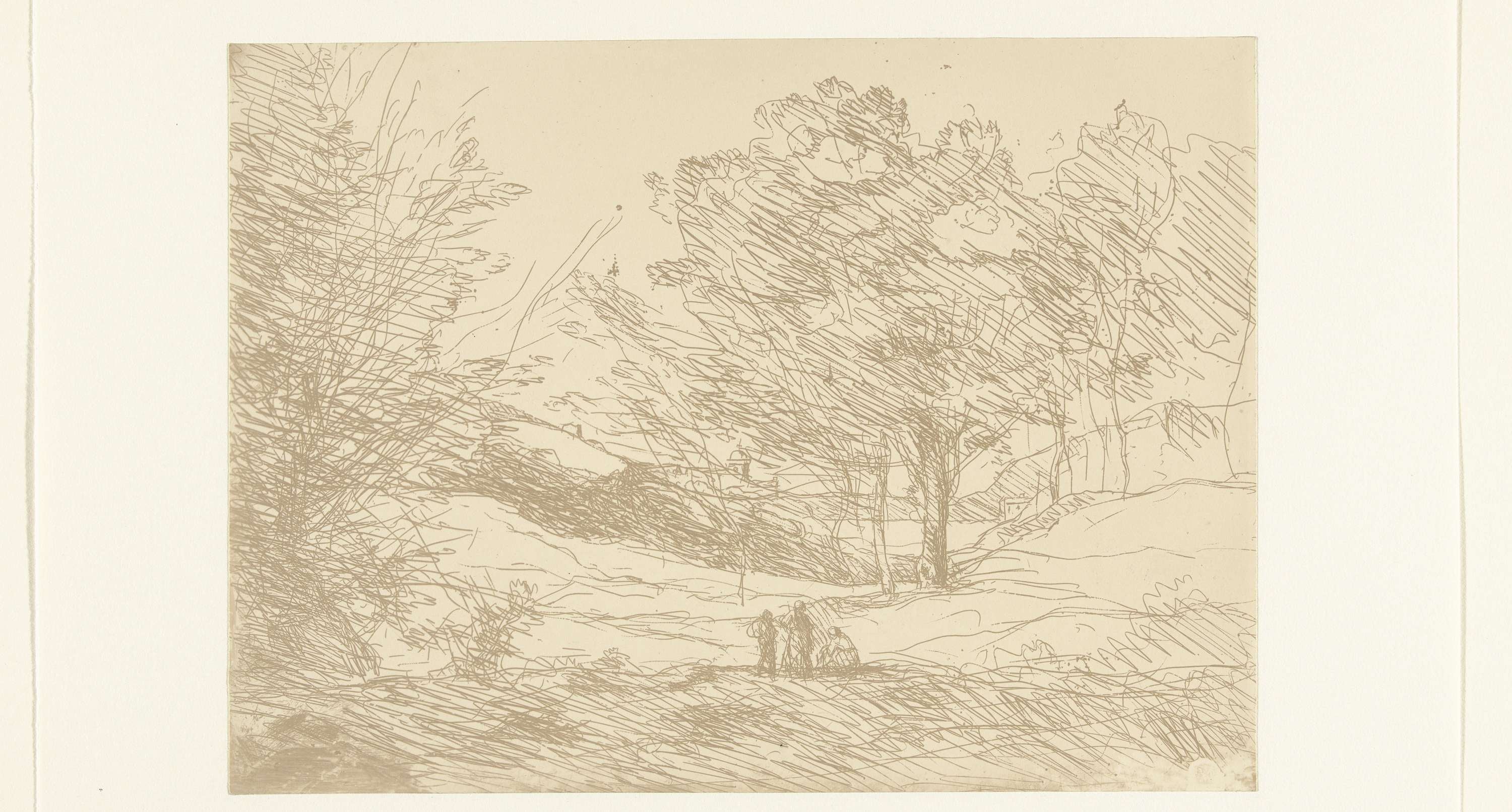 人物与自然融合主题 - 未命名素描 - 人物于林间呈现和谐画面 