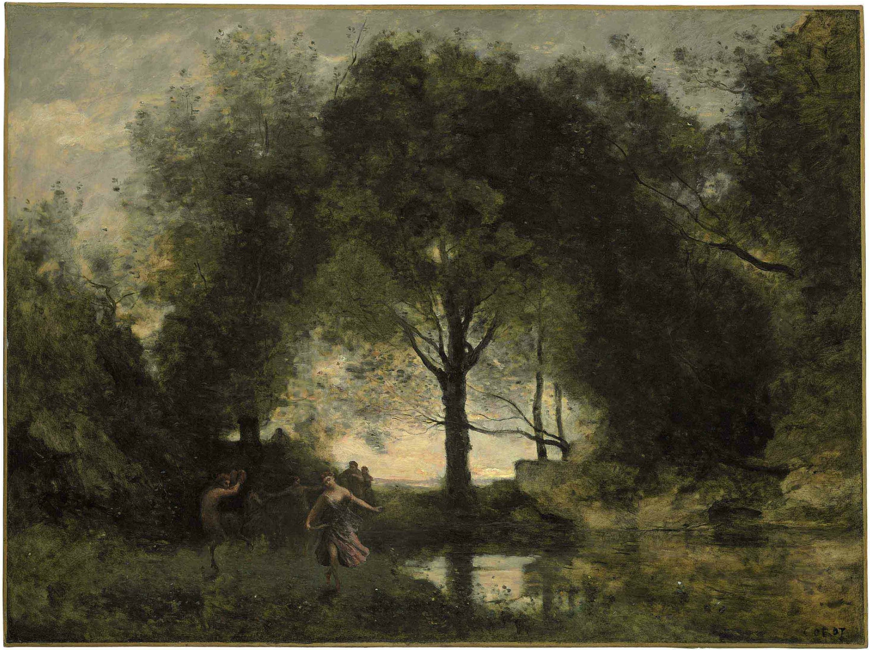 人物与自然融合主题 - 未知名画作 - 人物于自然中悠然活动 