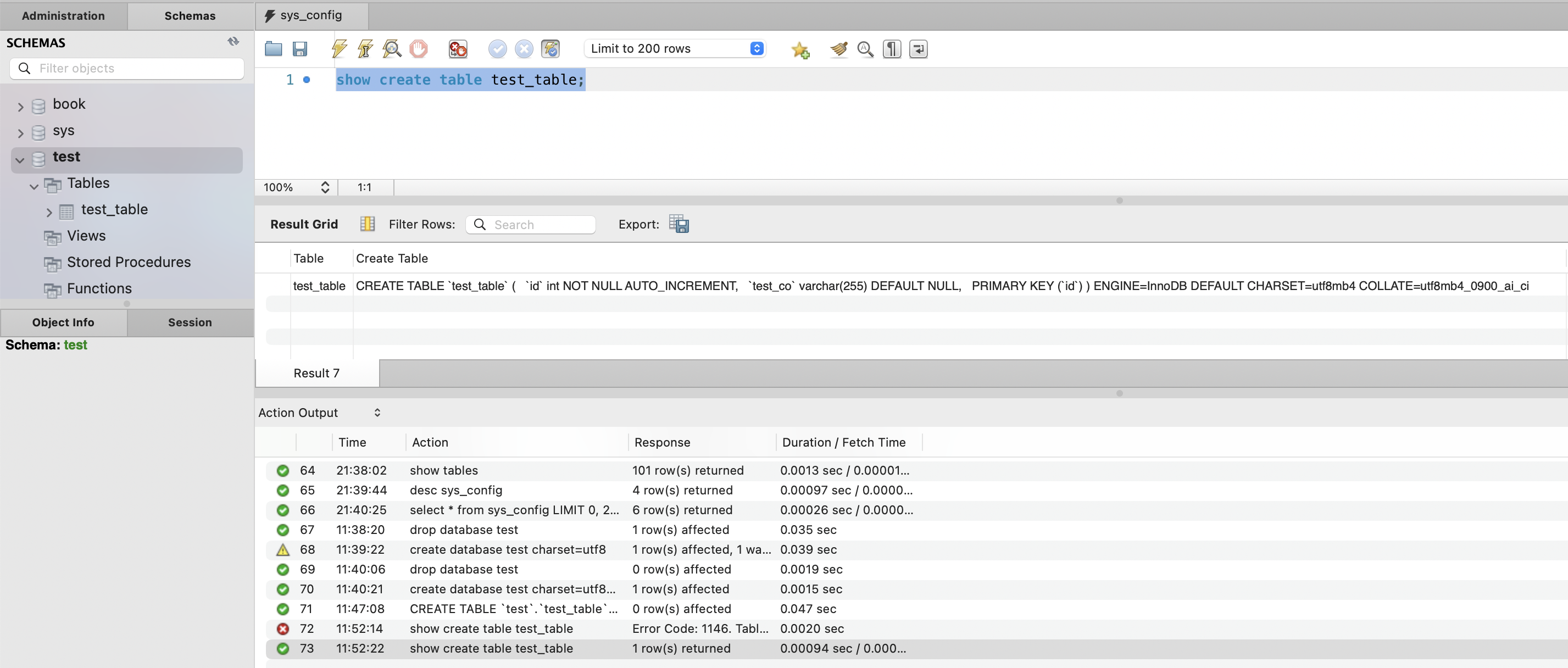 mysql展示建表语句
