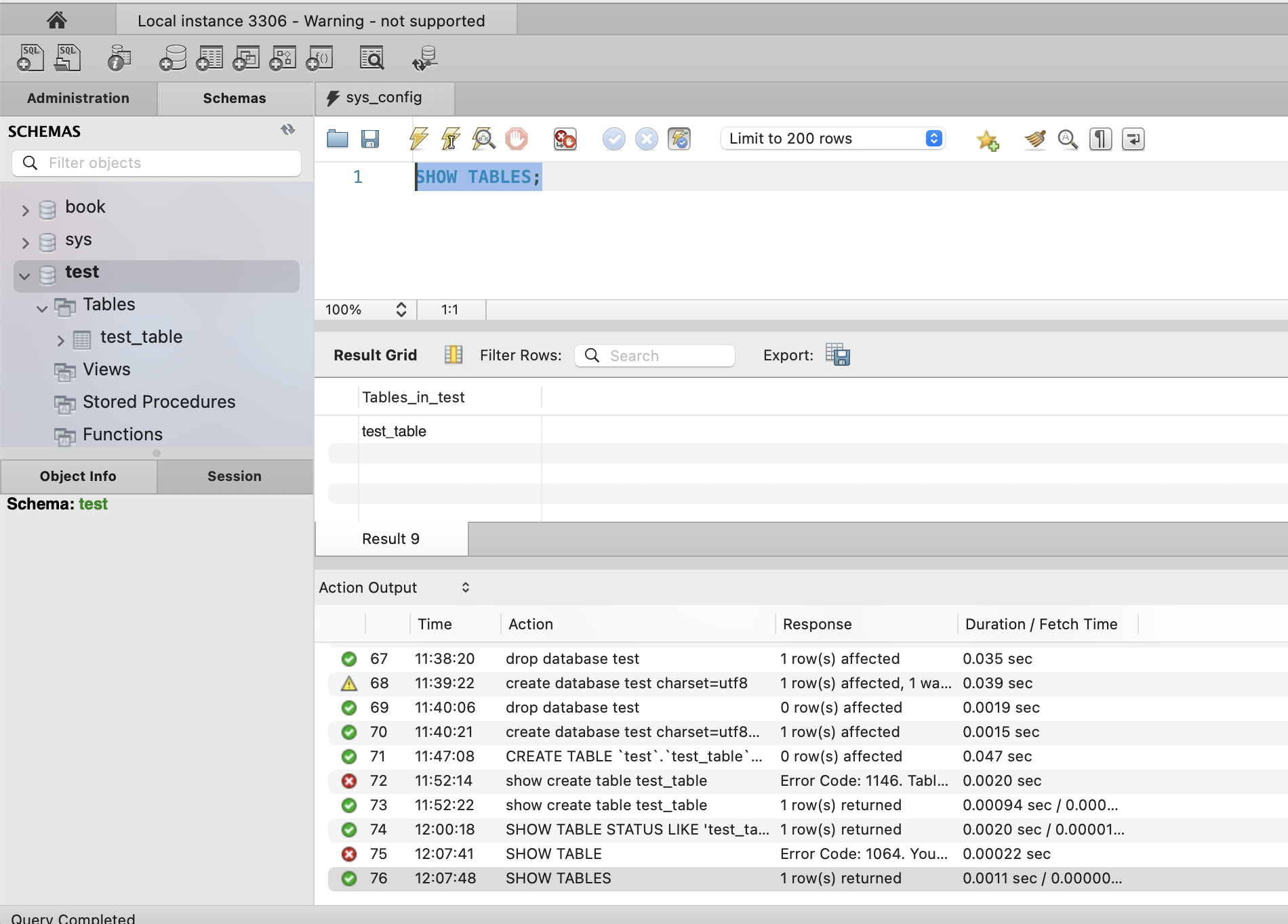 查一下现在有什么表格