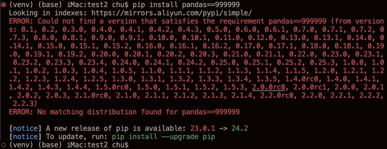 快速查看包版本