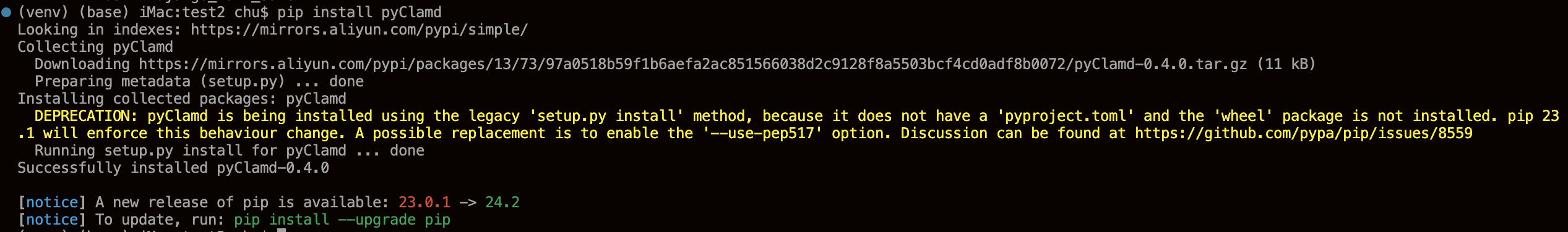 pip安装pyClamd pip安装pyClamd