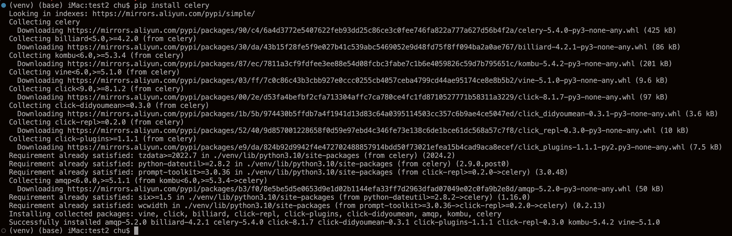 pip安装celery pip安装celery