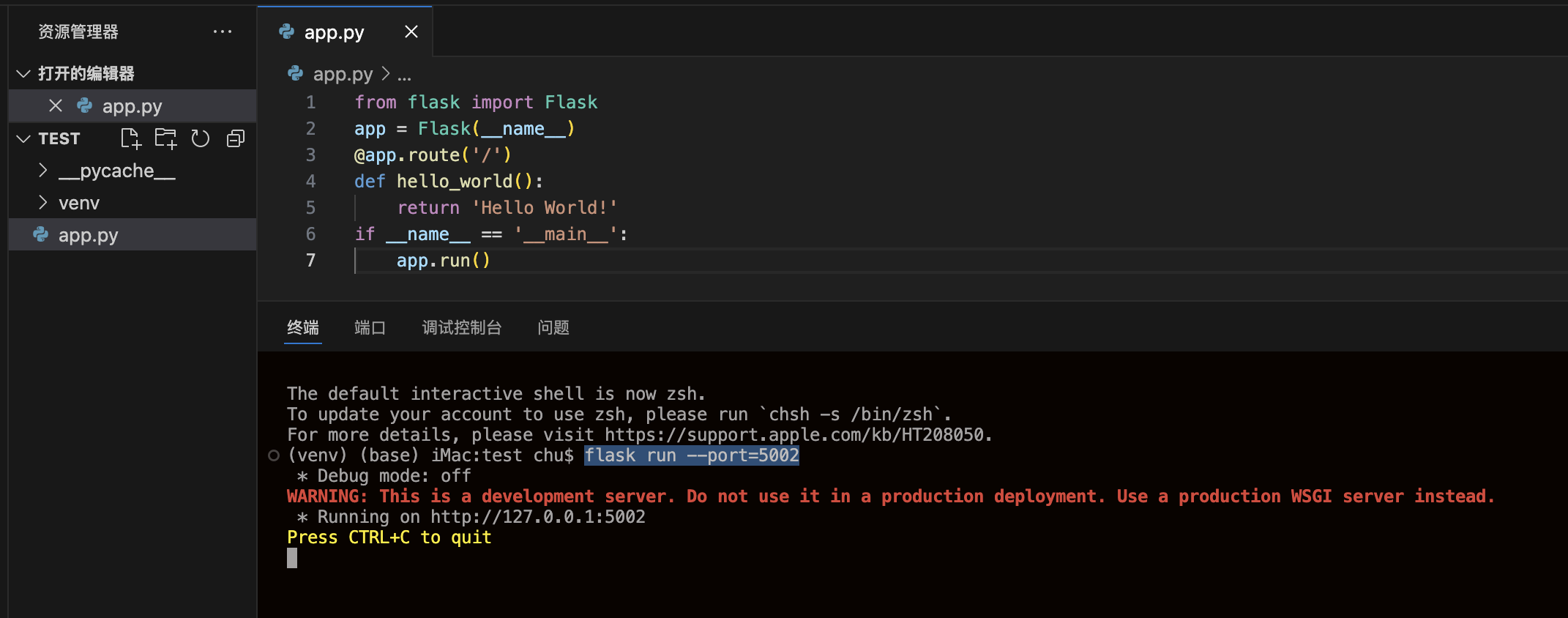 flask启动命令修改port