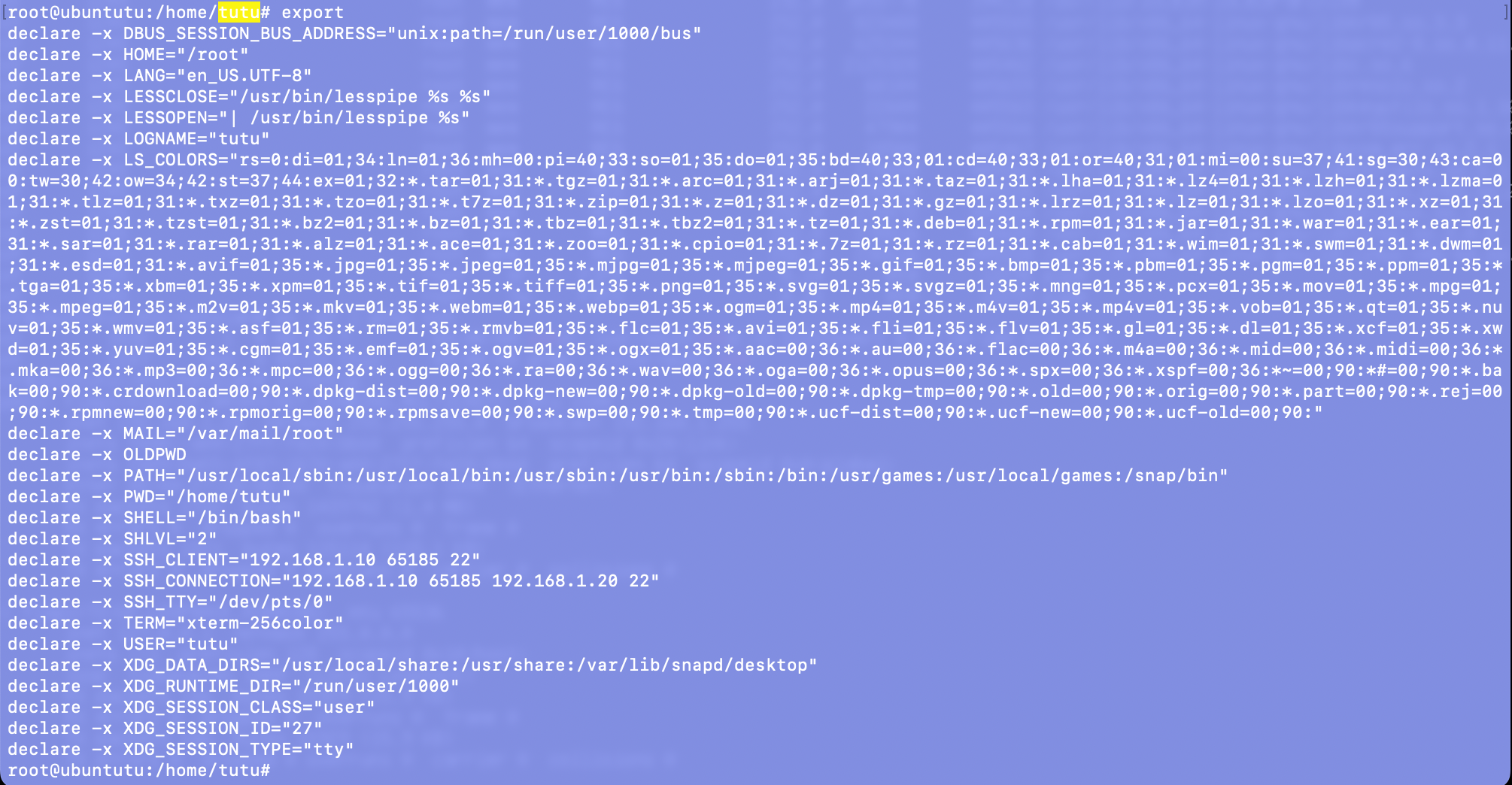 命令显示当前系统定义的所有环境变量