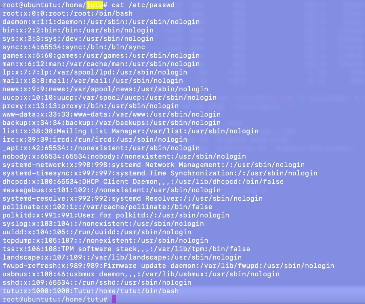 cat /etc/passwd